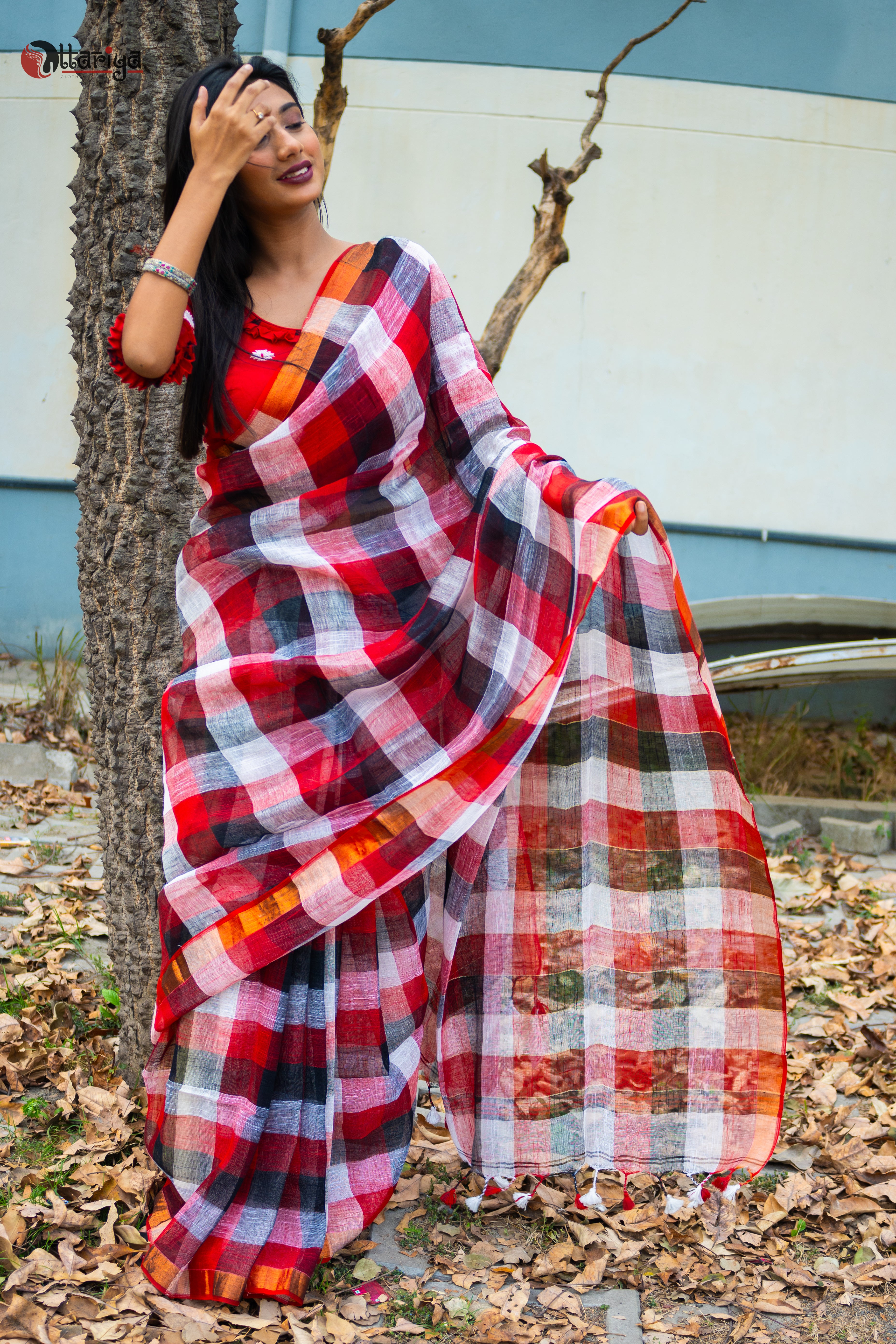 Multi linen saree