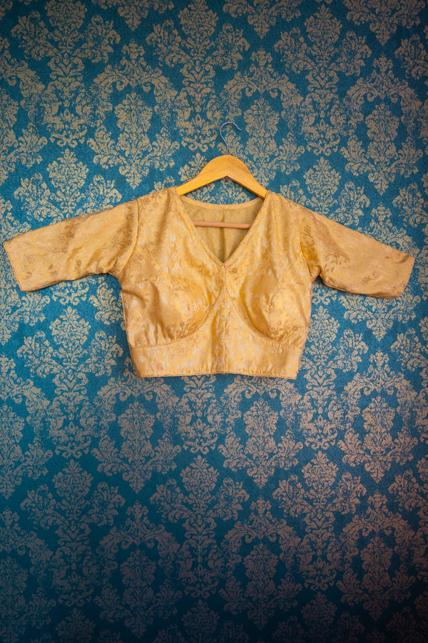 White gold Banarasi blouse - Uttariya