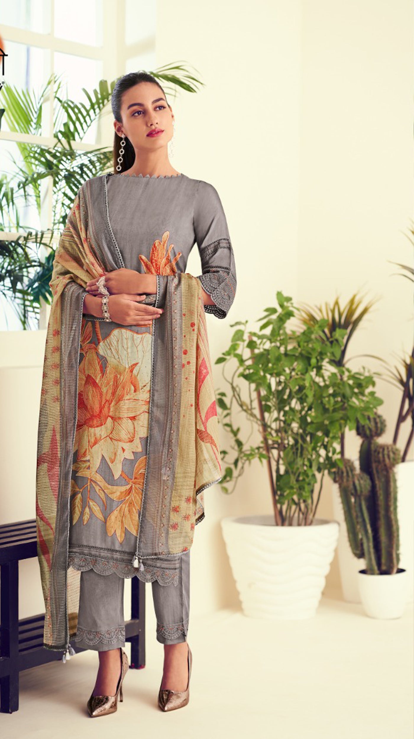 Gray Designer Kurta Set