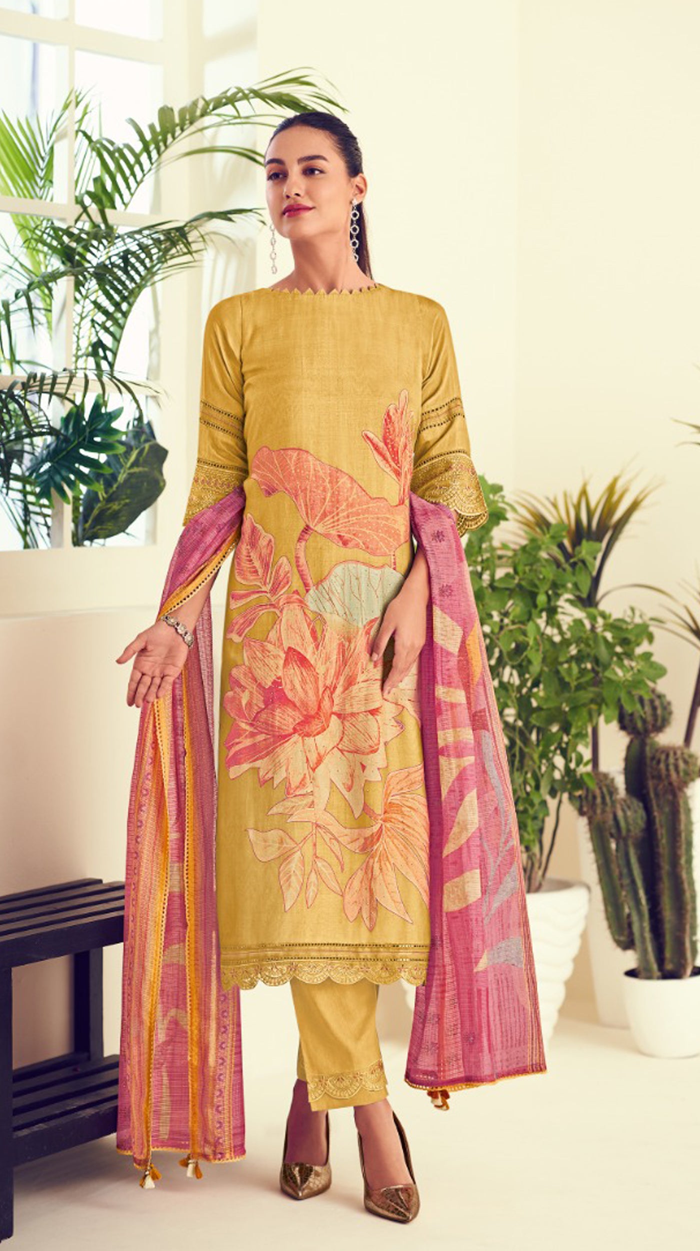 Mustard Designer Kurta Set