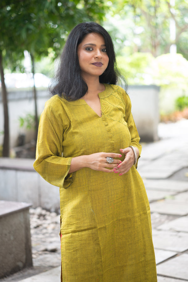 Haimanti Handwoven Linen spun Kurta - Uttariya