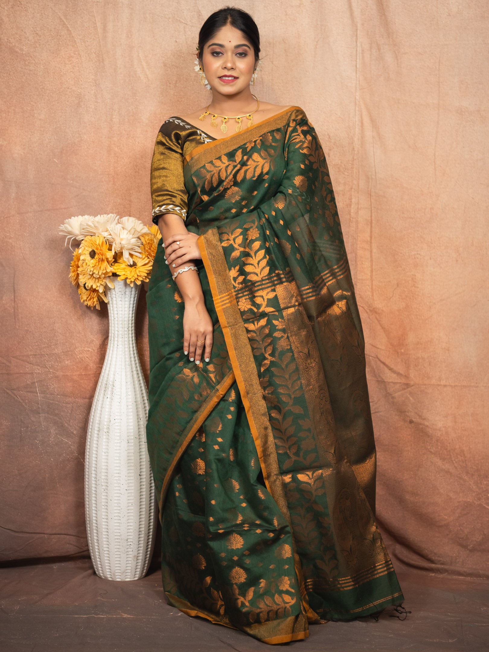 Deep Green Handloom Silk Saree