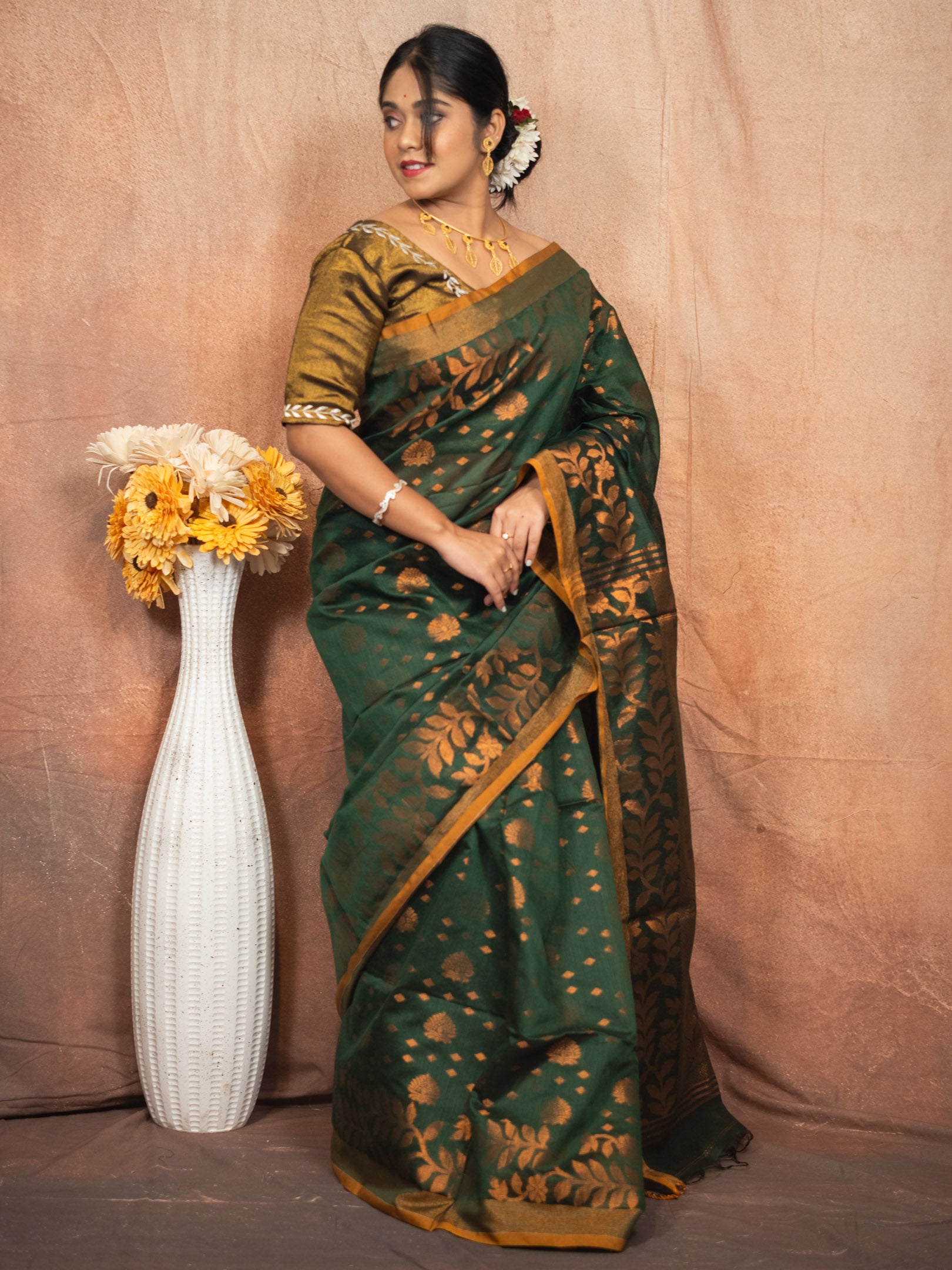Deep Green Handloom Silk Saree