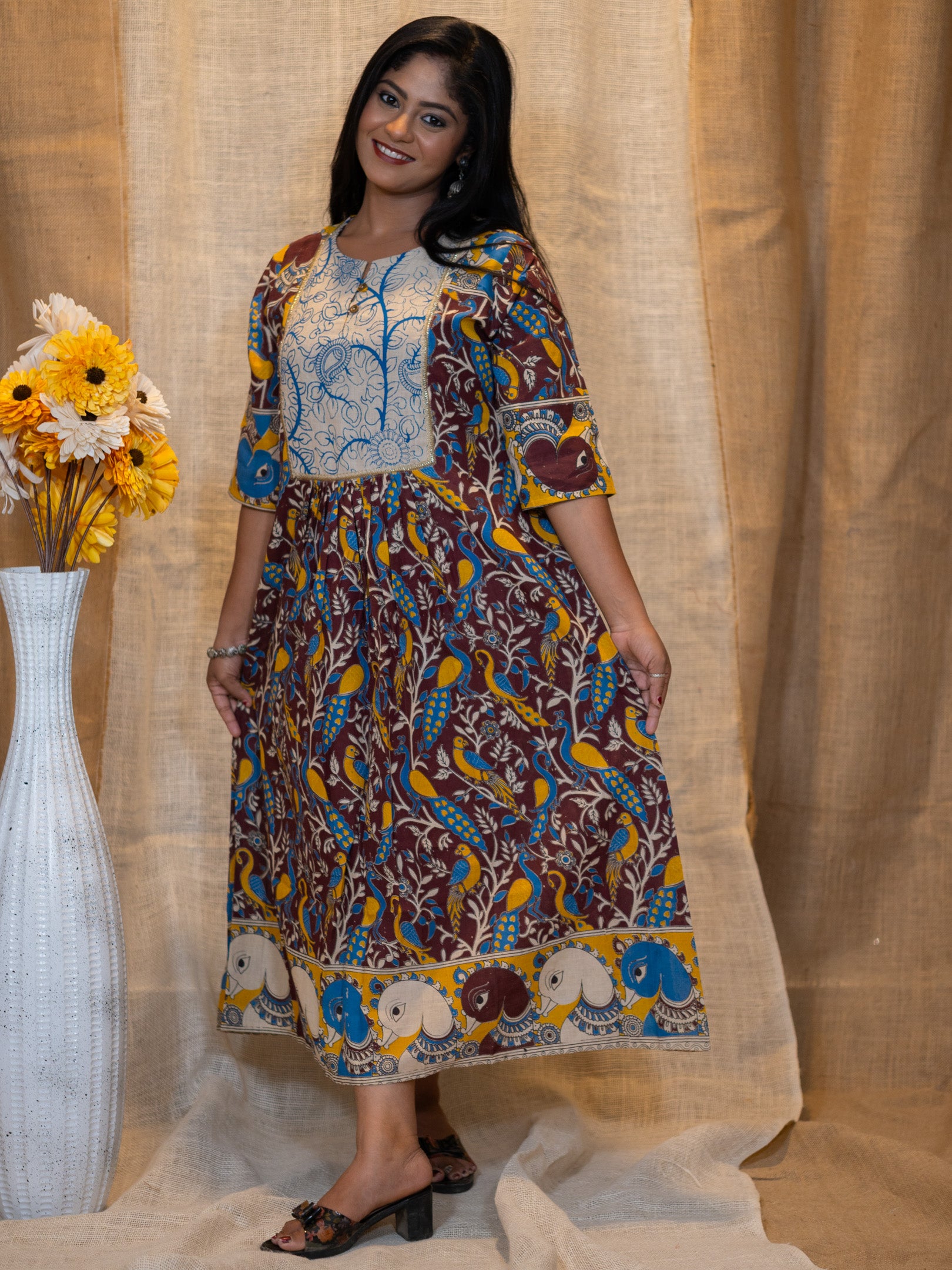 Kalamkari Spectrum Handwork Cotton Dress