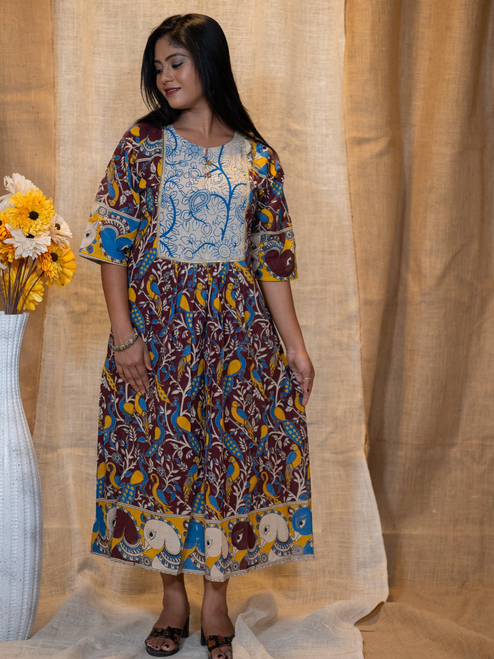 Kalamkari Spectrum Handwork Cotton Dress