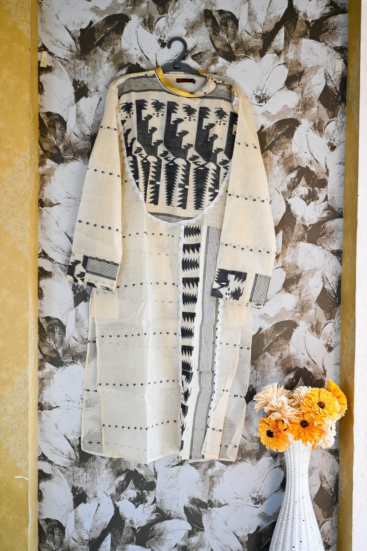 Jamdani long Kurta white