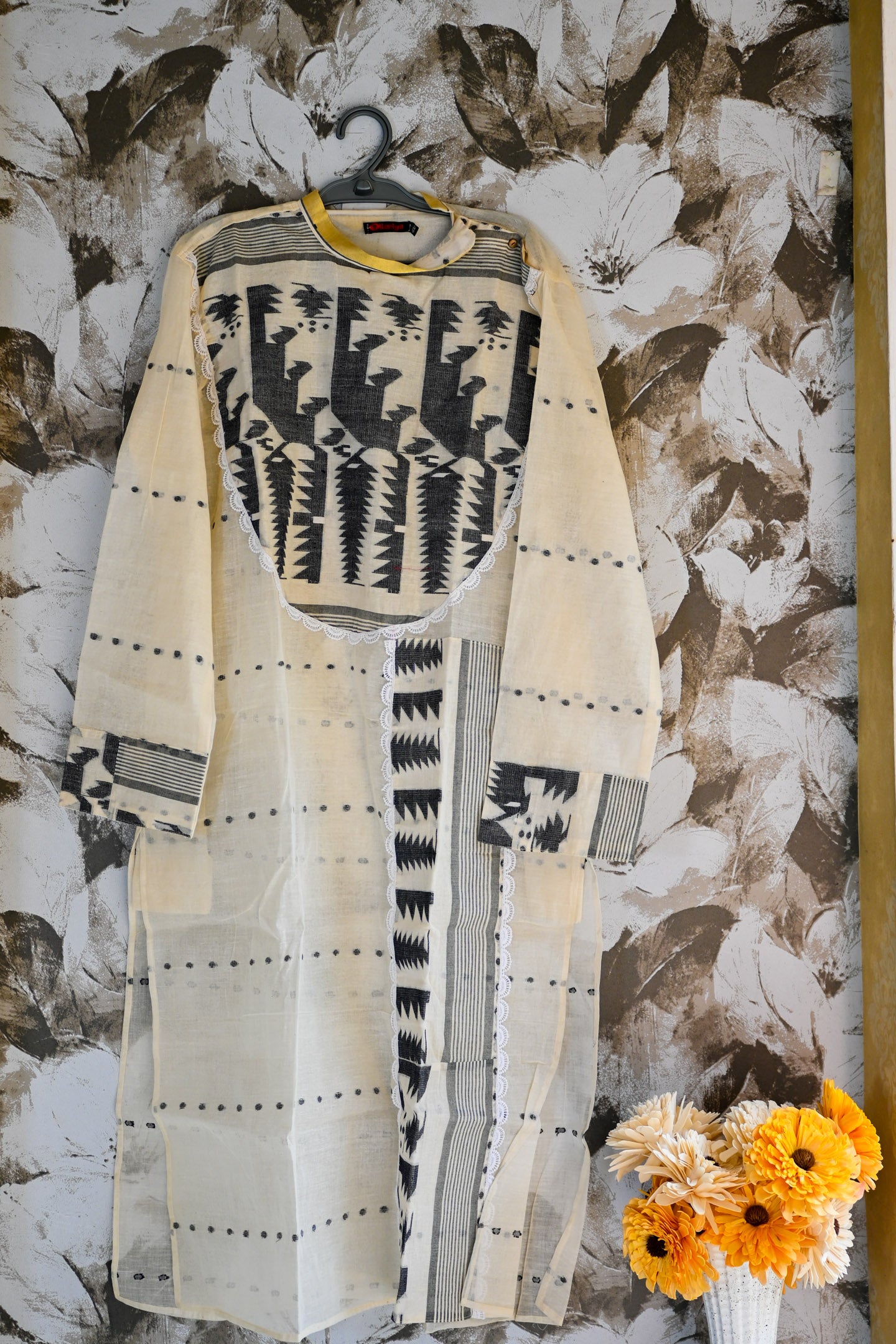 Jamdani long Kurta white