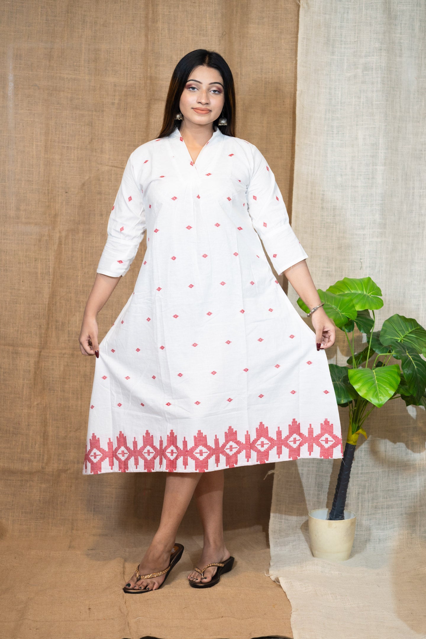 White Jamdani Dress