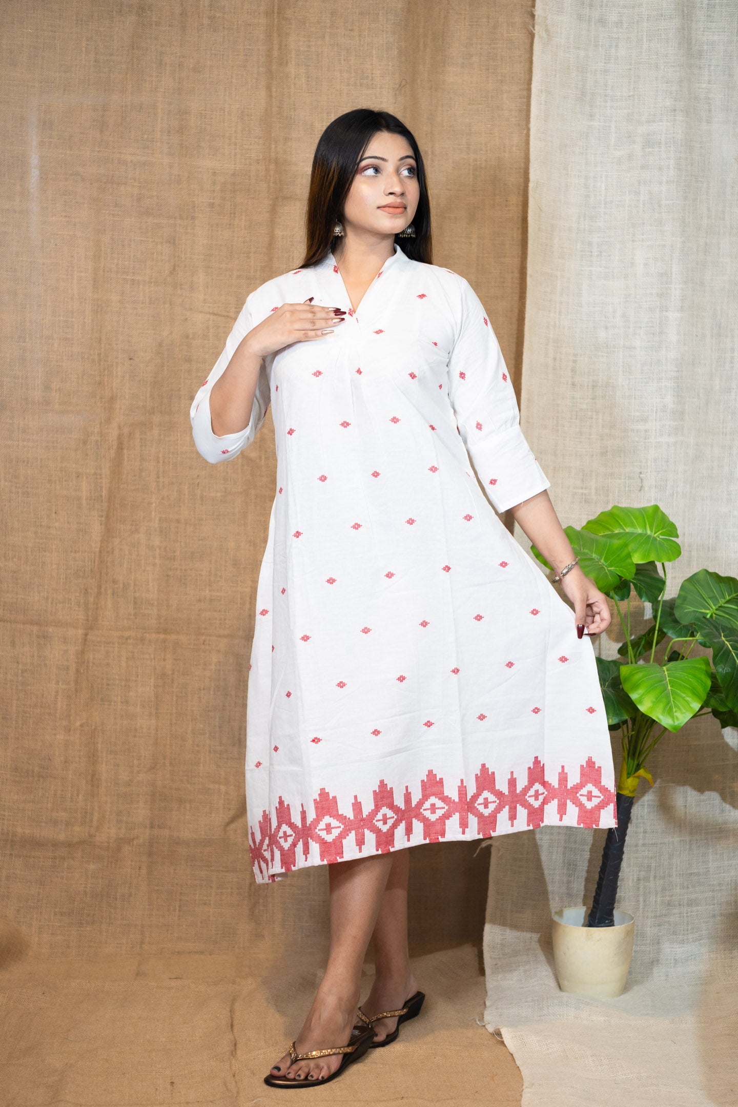 White Jamdani Dress