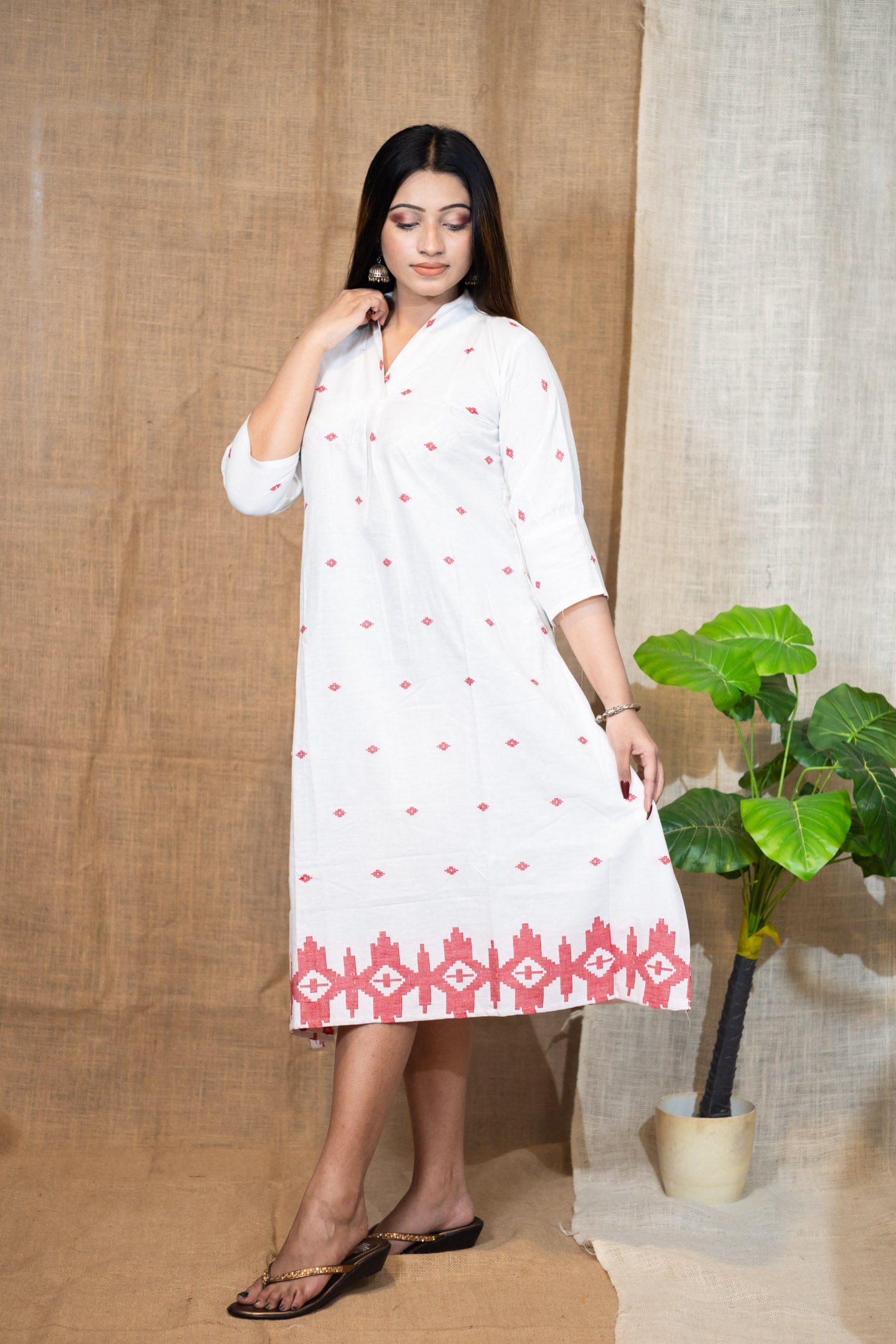 White Jamdani Dress