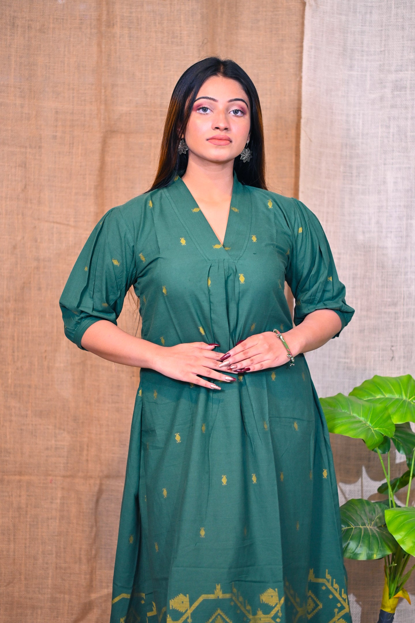 Sap Green Cotton Dress