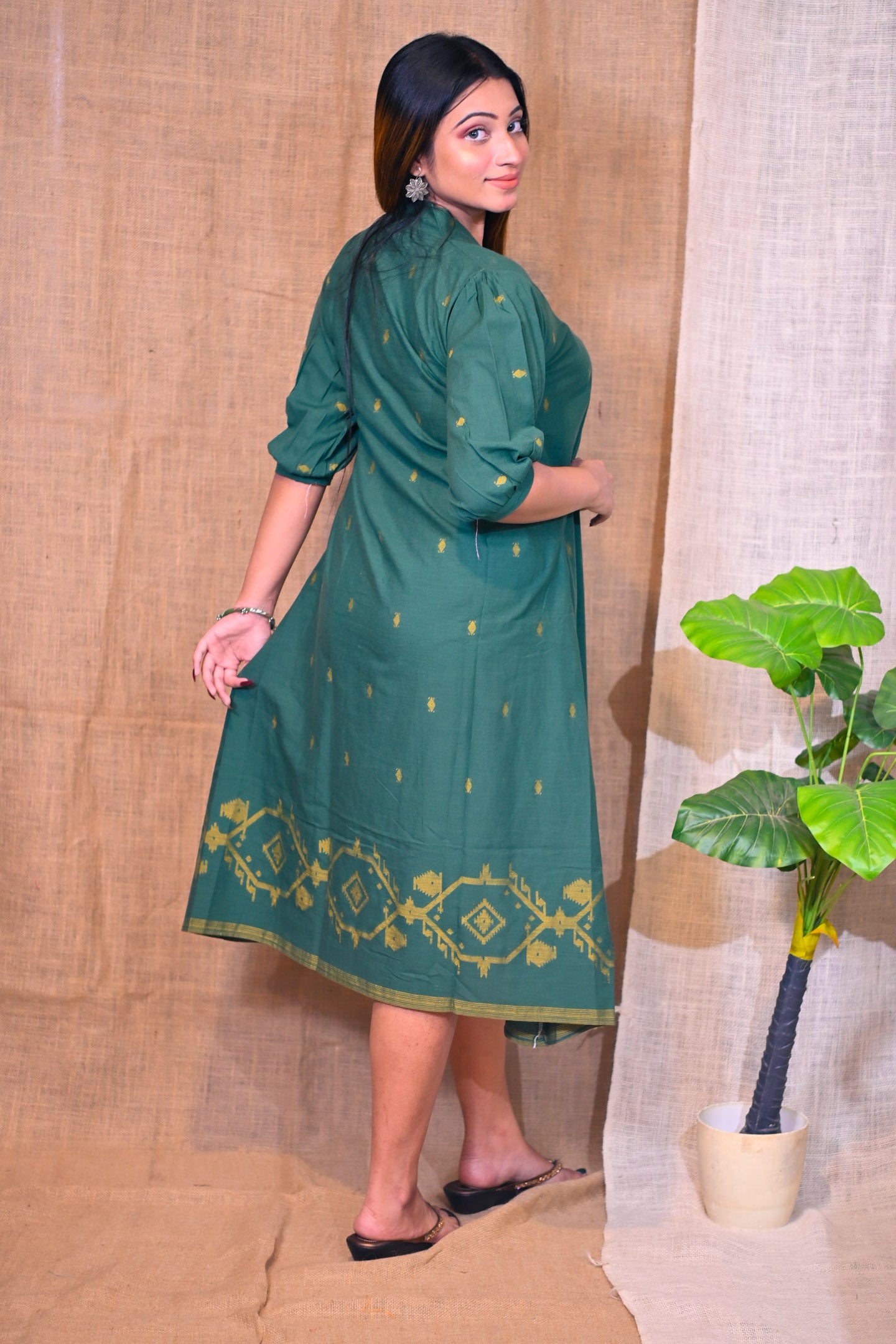 Sap Green Cotton Dress