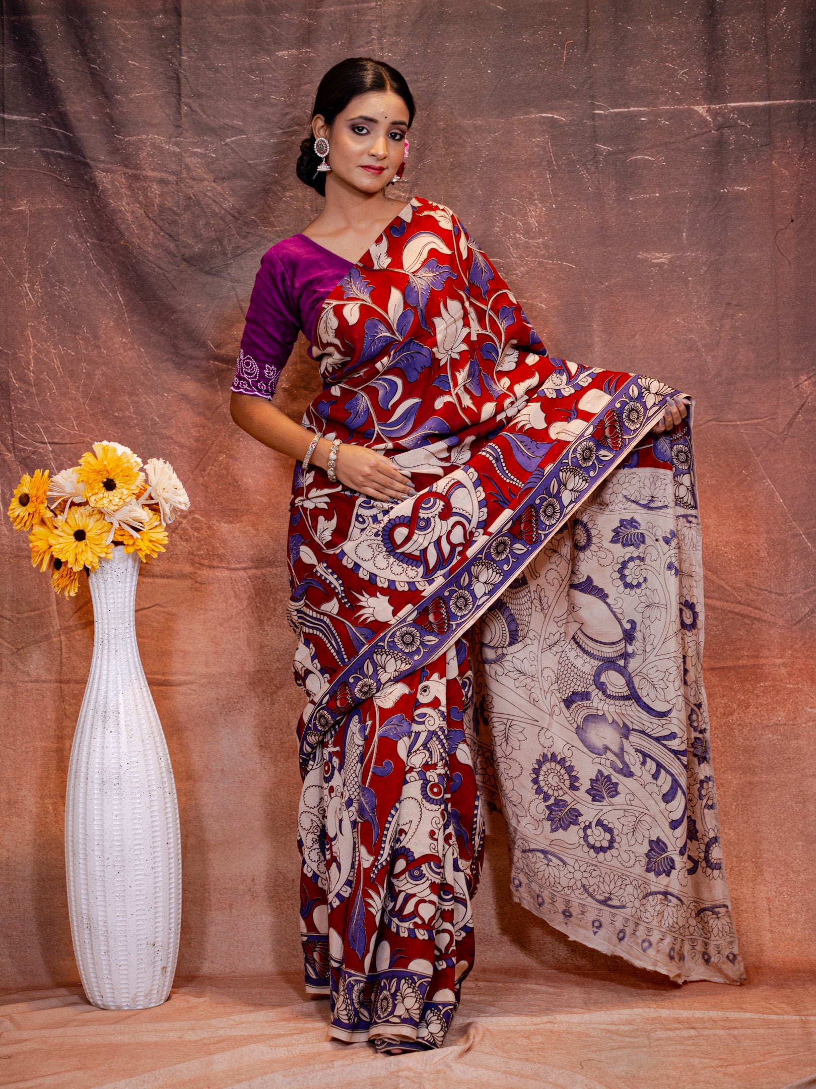 Minakshi kalamkari silk saree