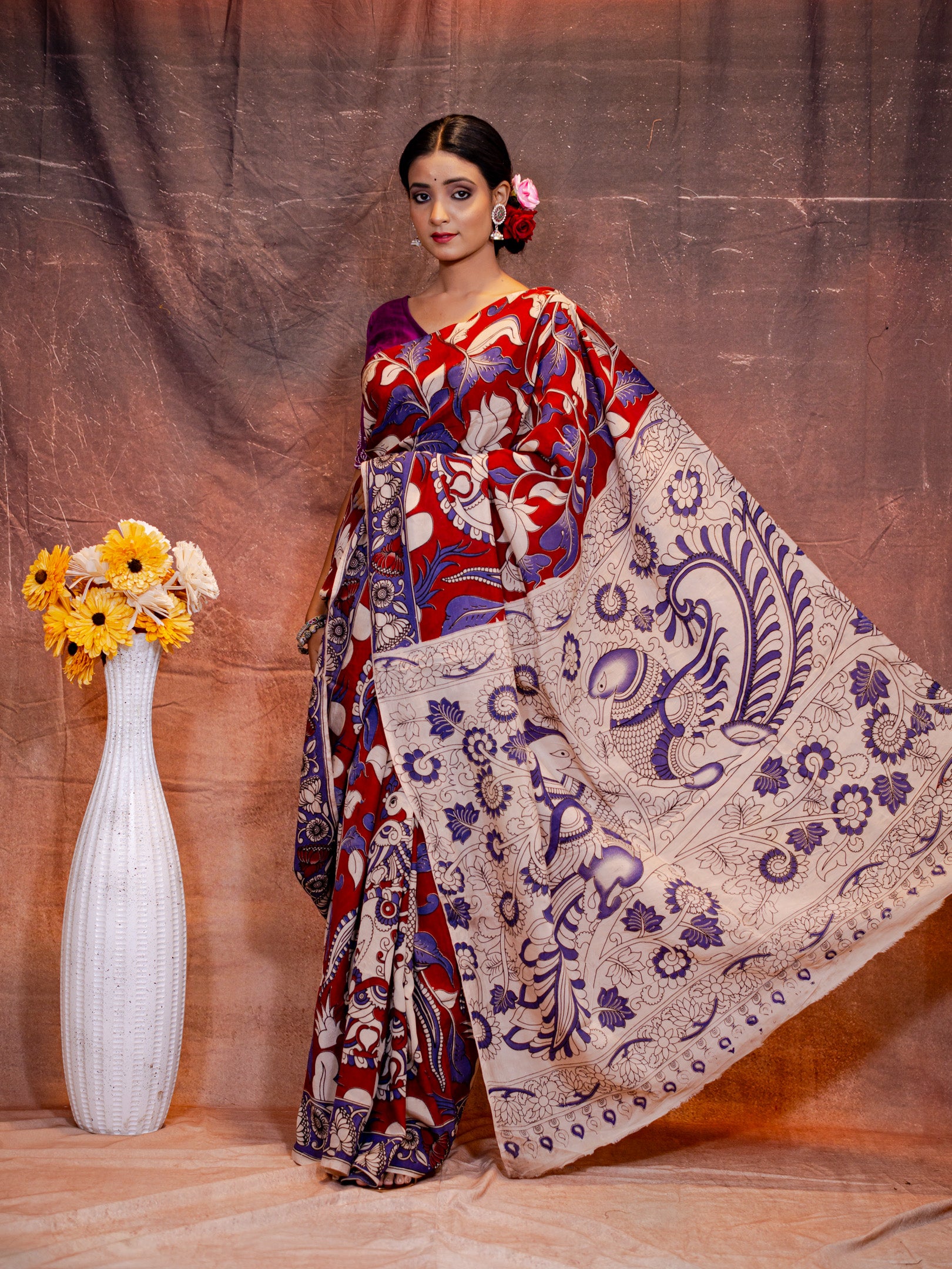 Minakshi kalamkari silk saree