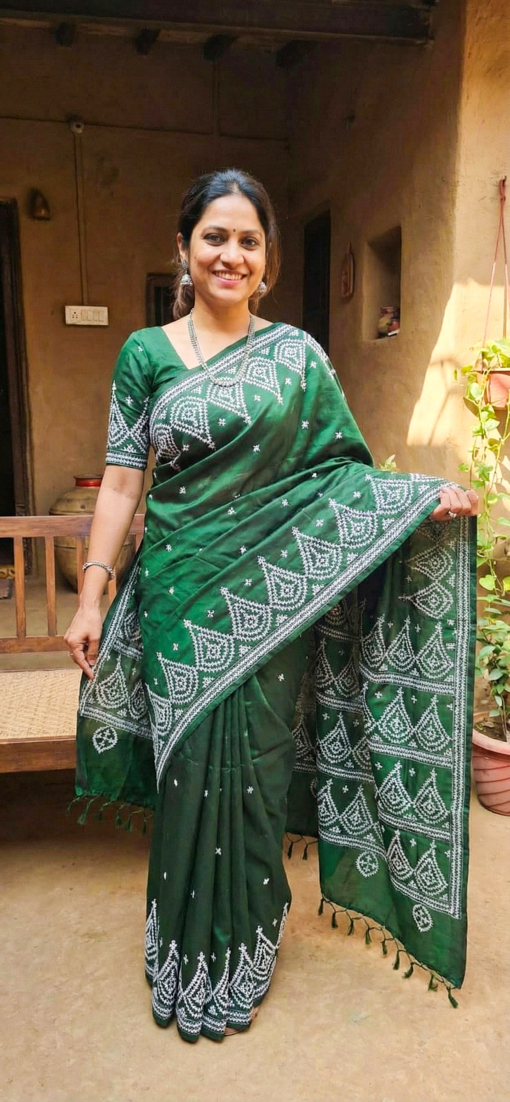 Green Katha silk saree