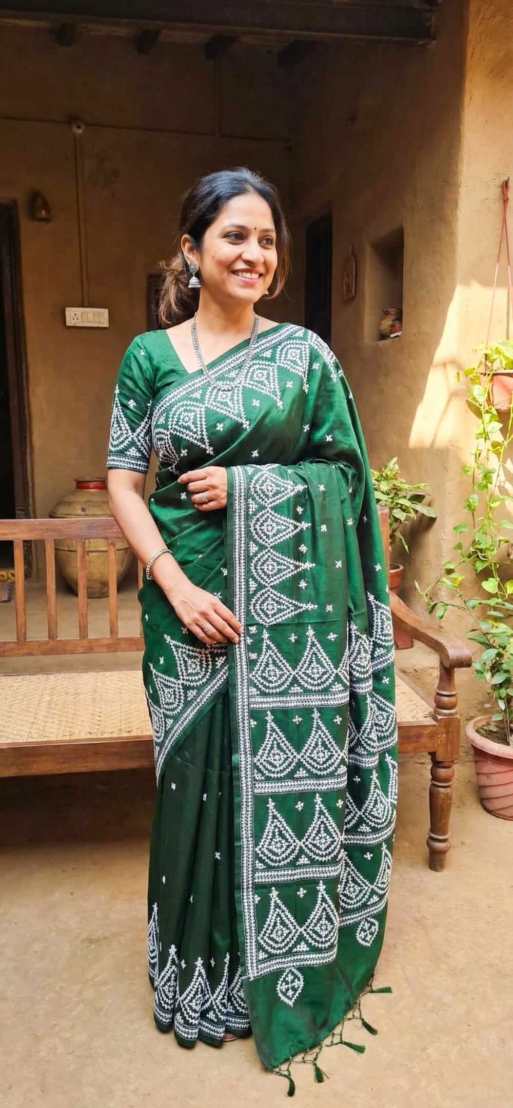 Green Katha silk saree