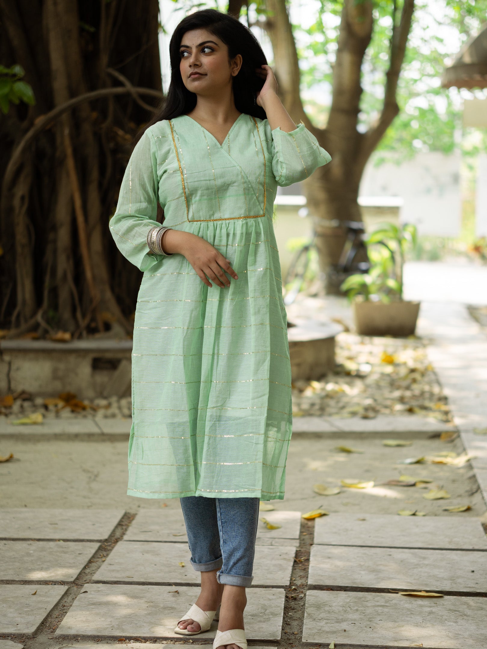 Sea Mist Sequence Cotton Dress