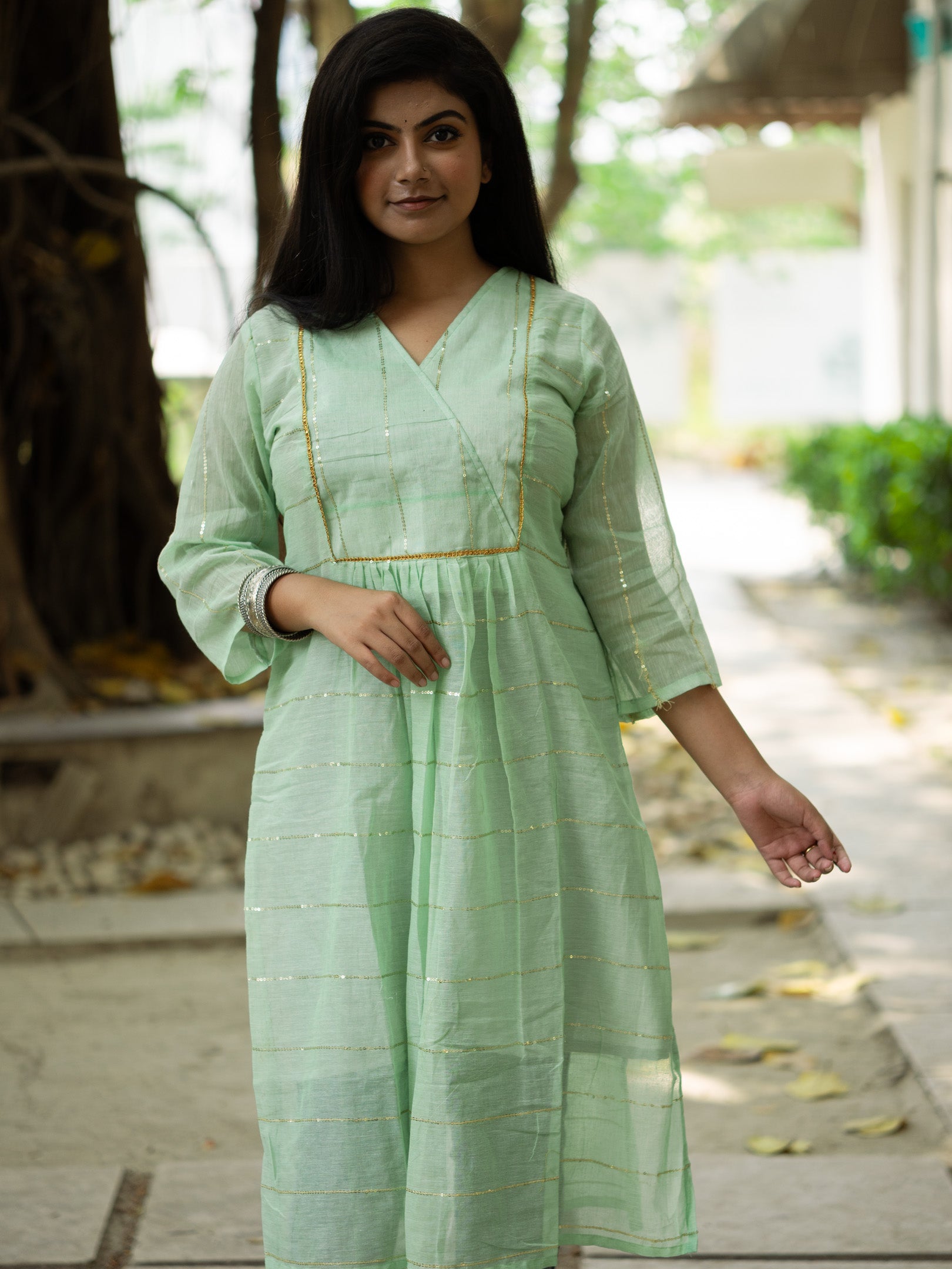 Sea Mist Sequence Cotton Dress