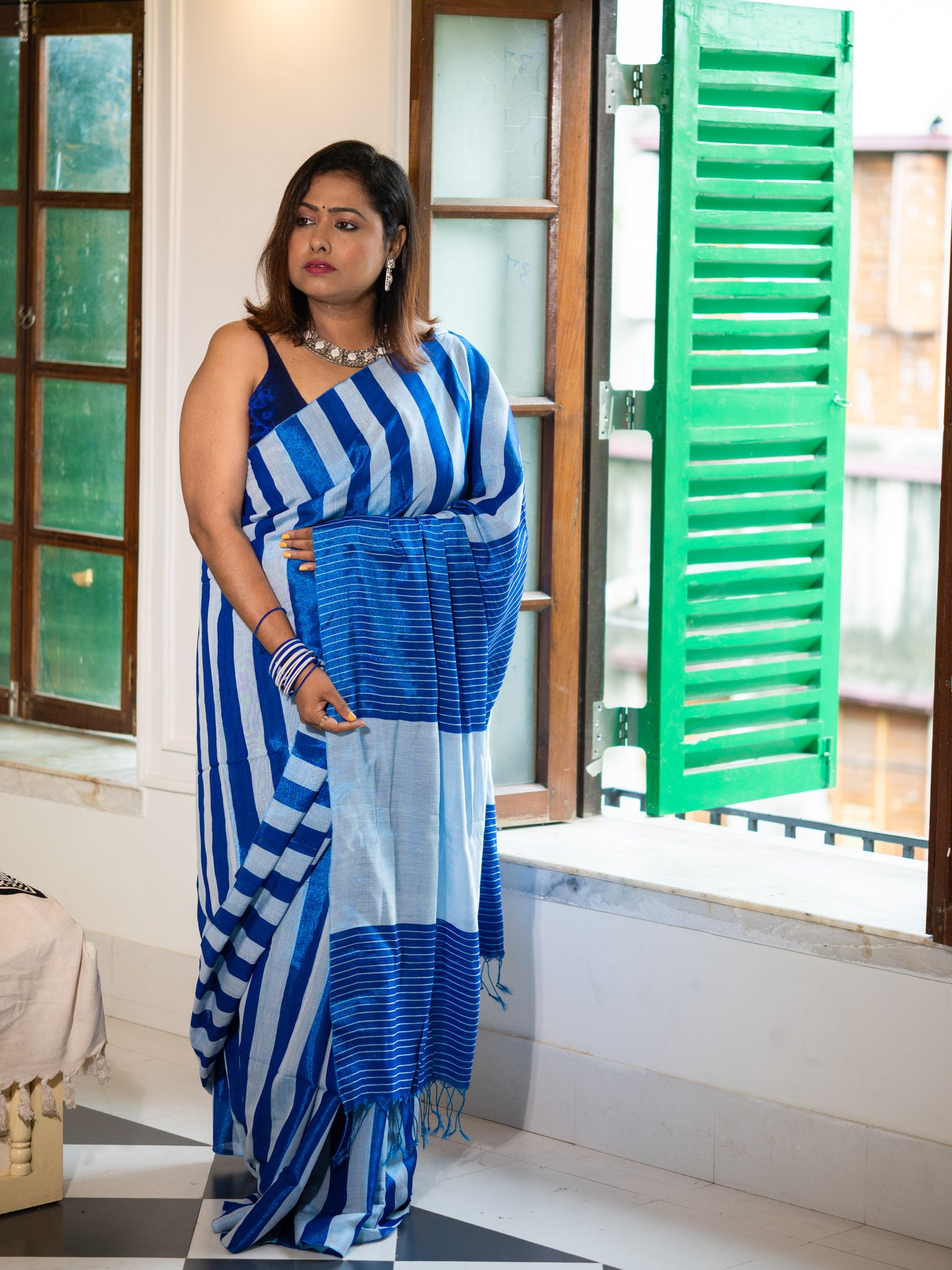 Asmani Silk Stripes Elegance Saree