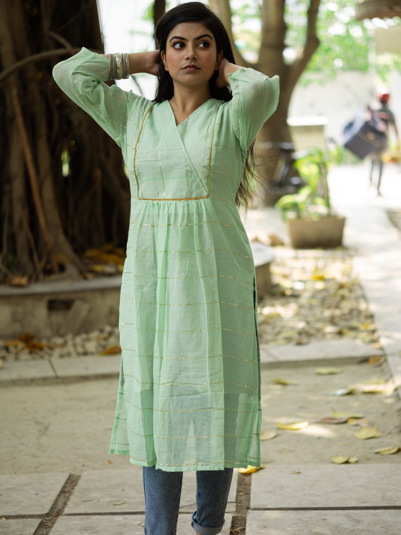 Sea Mist Sequence Cotton Dress