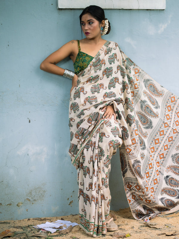 Courtyard Kalamkari Silk Sare