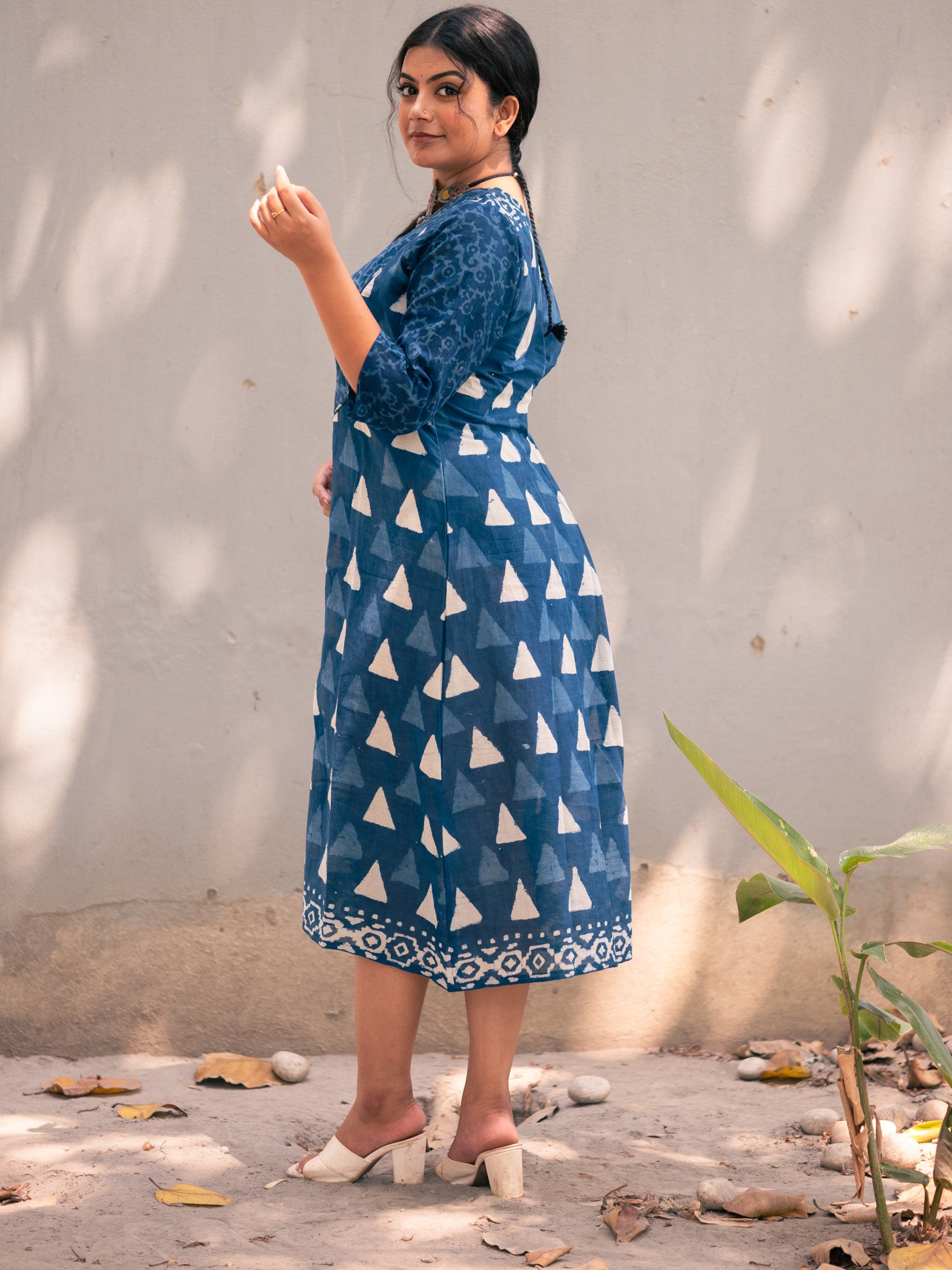 Blue Prism Triangle Printed Cotton Dress
