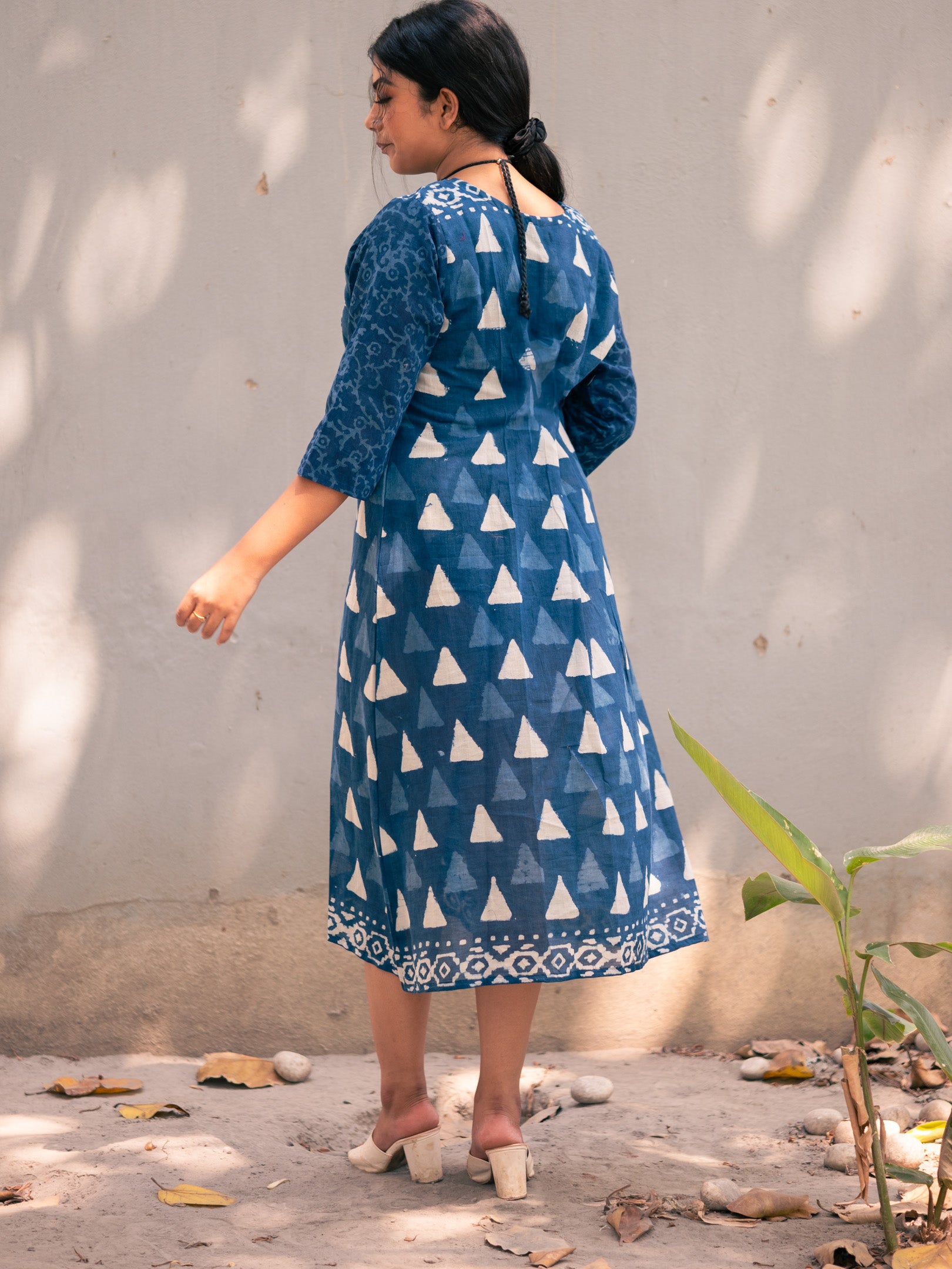Blue Prism Triangle Printed Cotton Dress