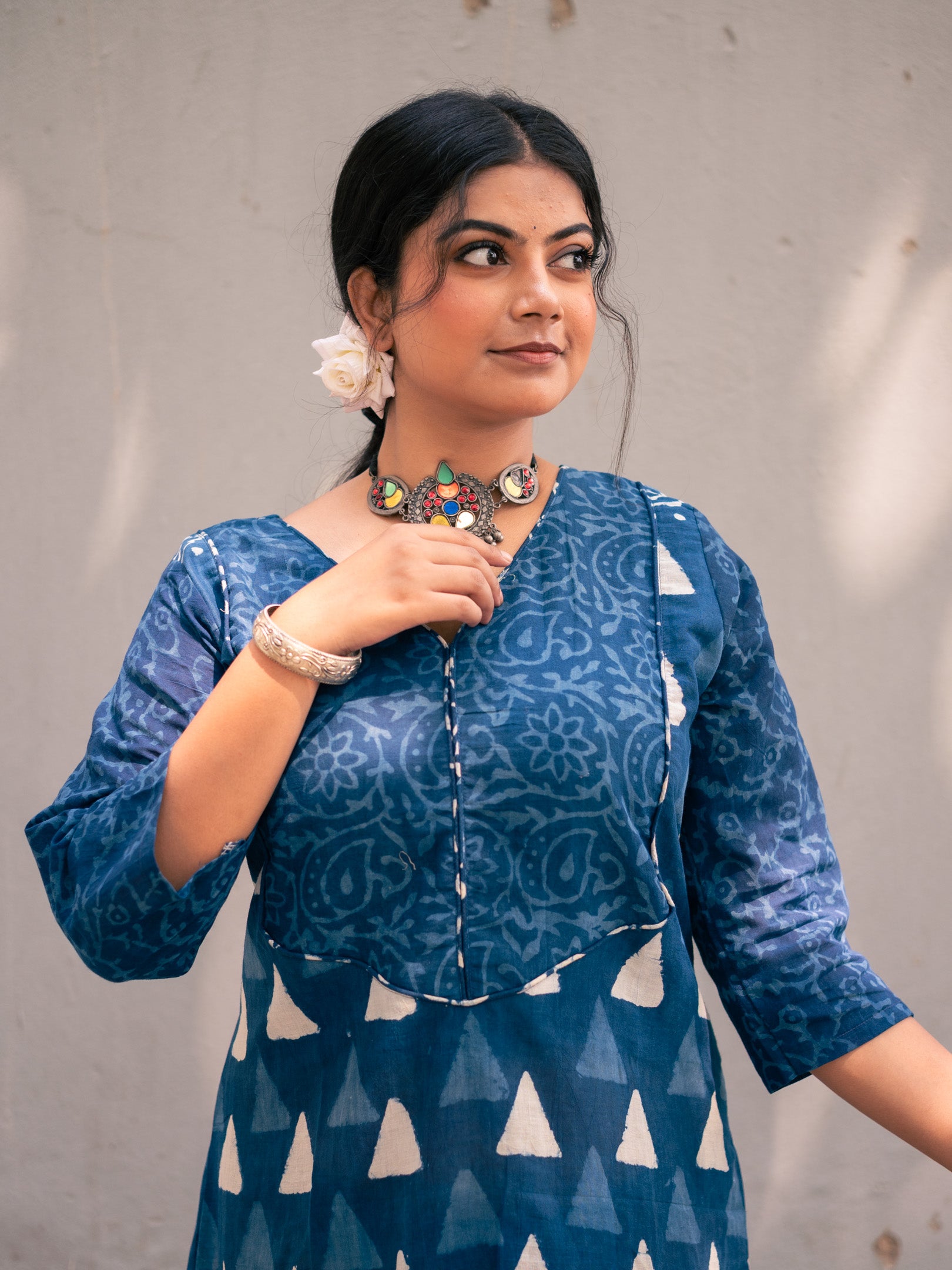 Blue Prism Triangle Printed Cotton Dress