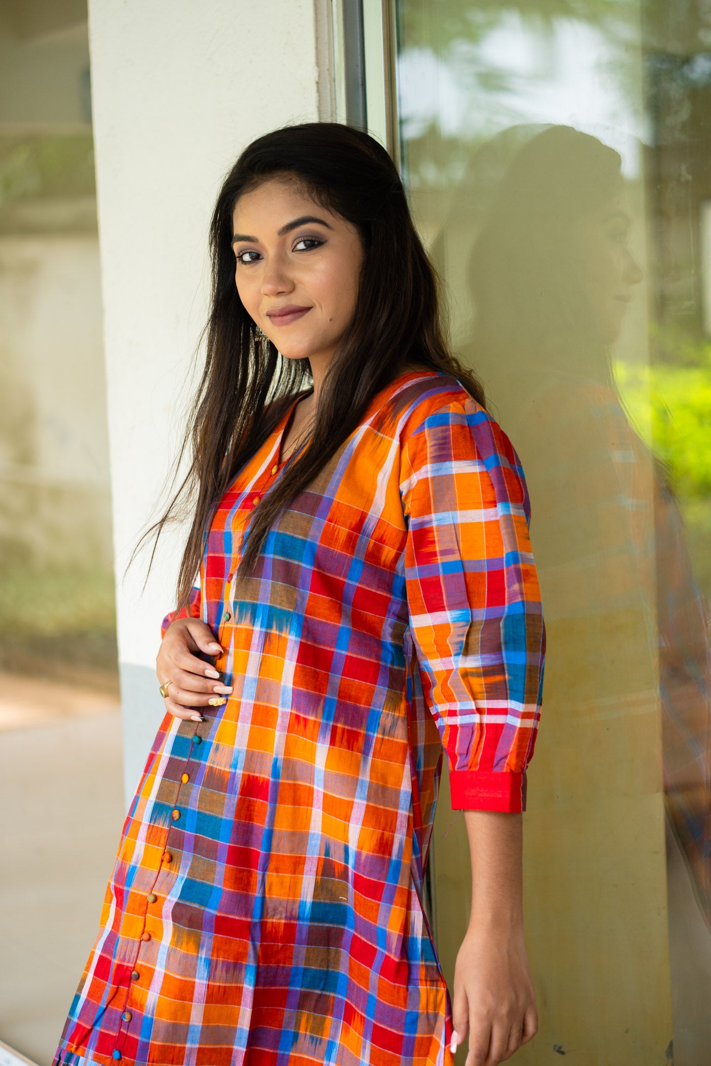 Lata Gamcha Drift Designer Cotton Dress