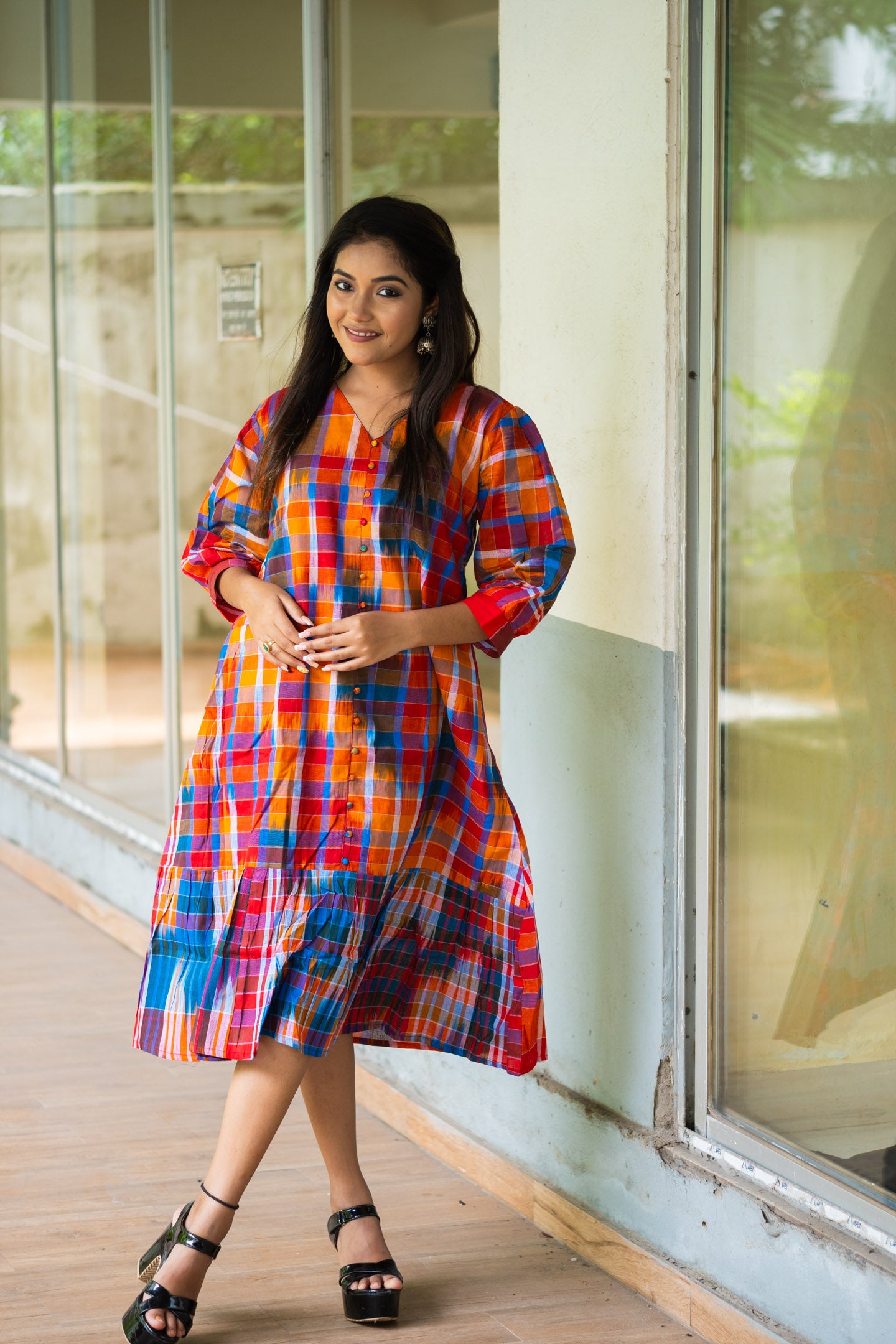 Lata Gamcha Drift Designer Cotton Dress