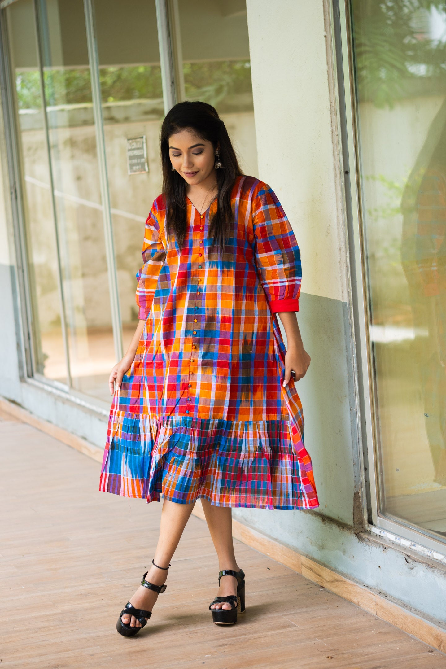 Lata Gamcha Drift Designer Cotton Dress