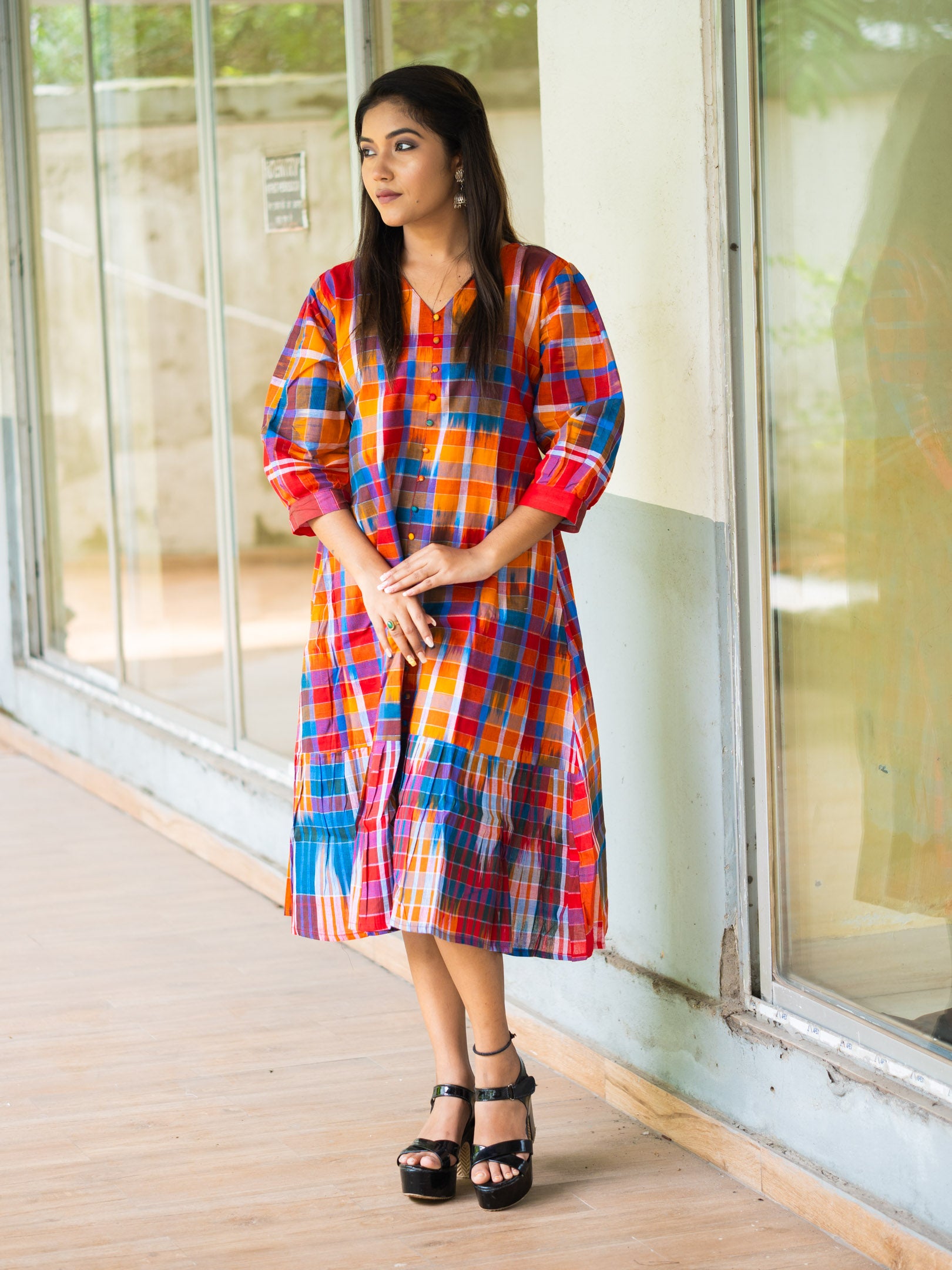 Lata Gamcha Drift Designer Cotton Dress