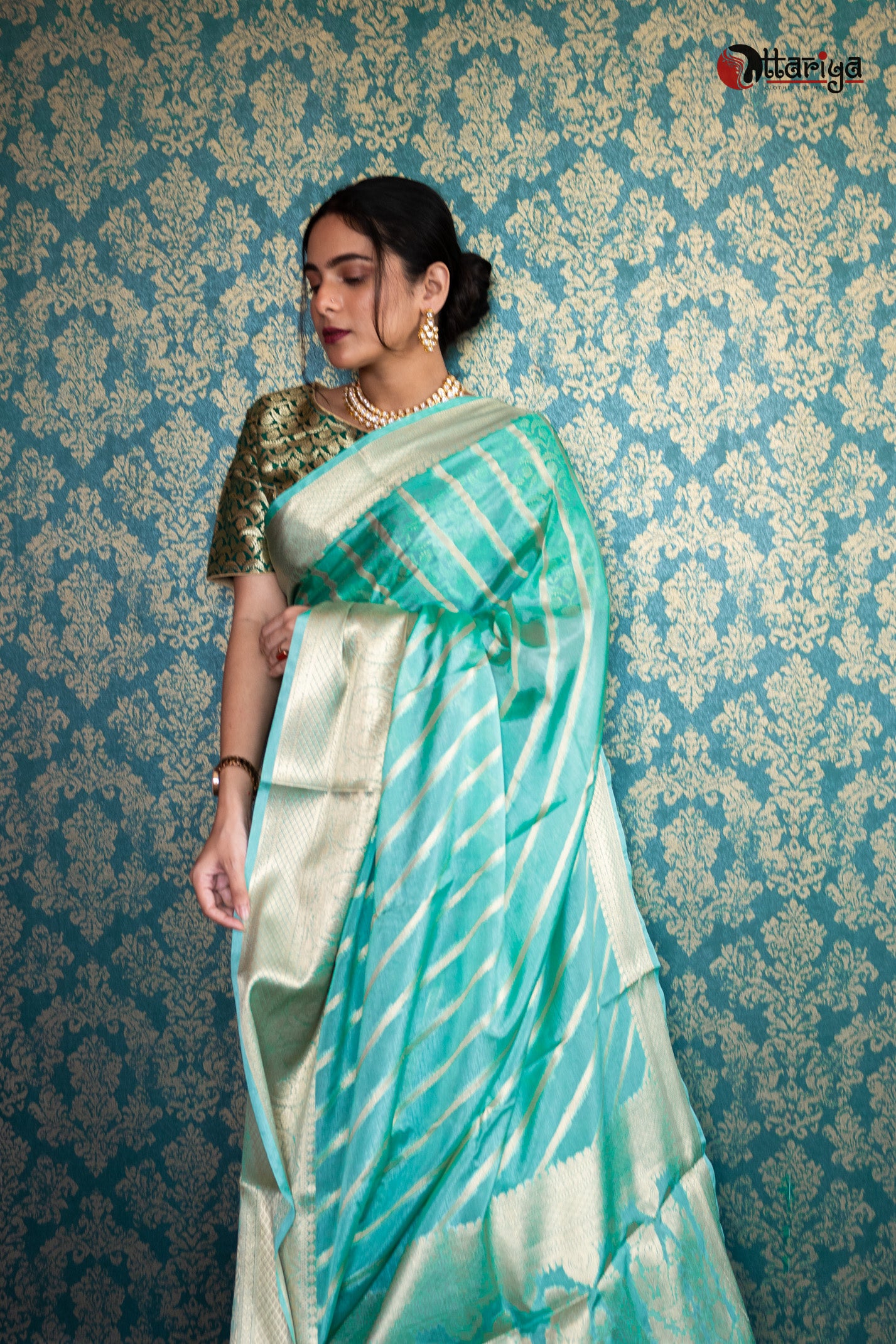 Sky Banaras Silk Saree - Uttariya