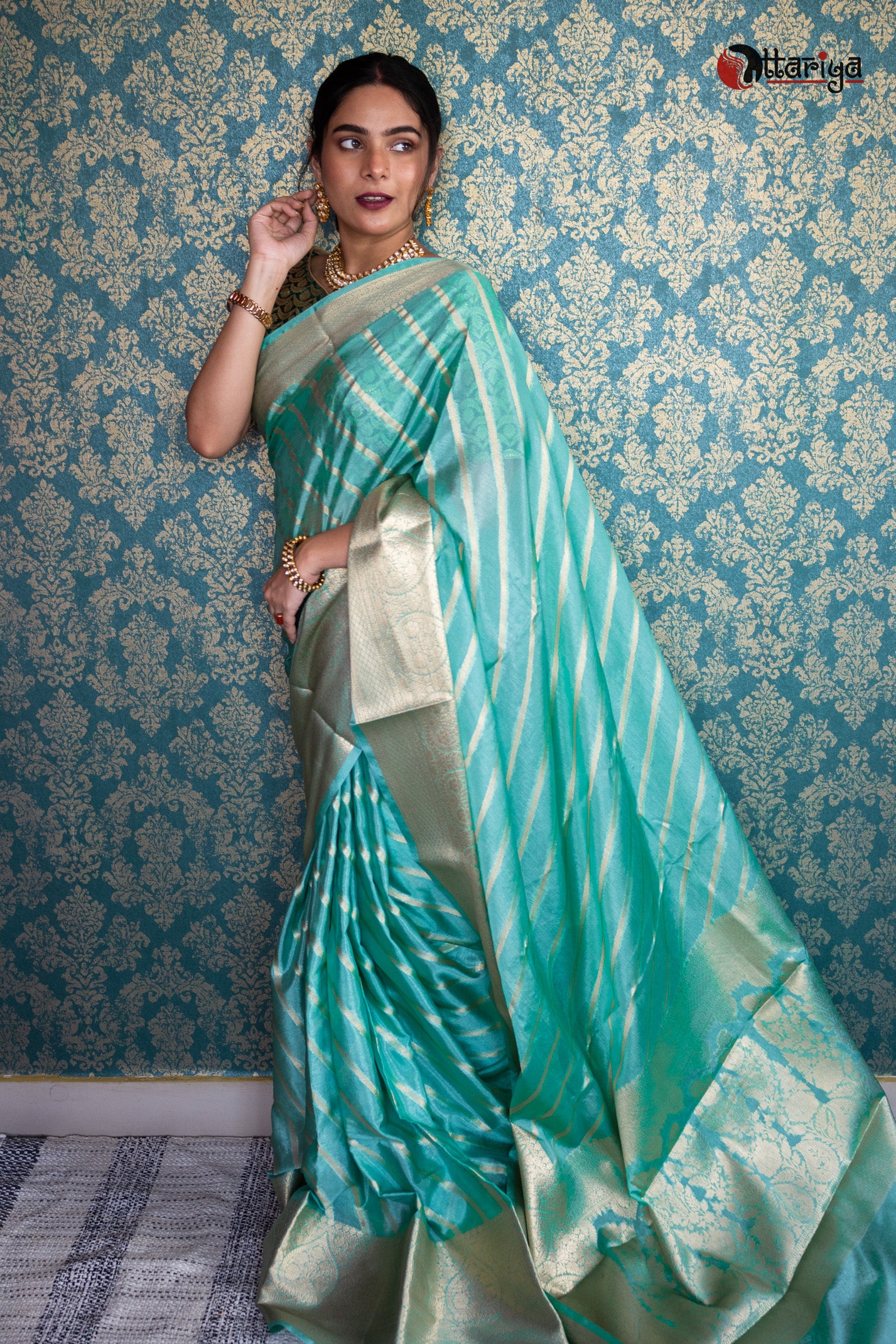 Sky Banaras Silk Saree - Uttariya