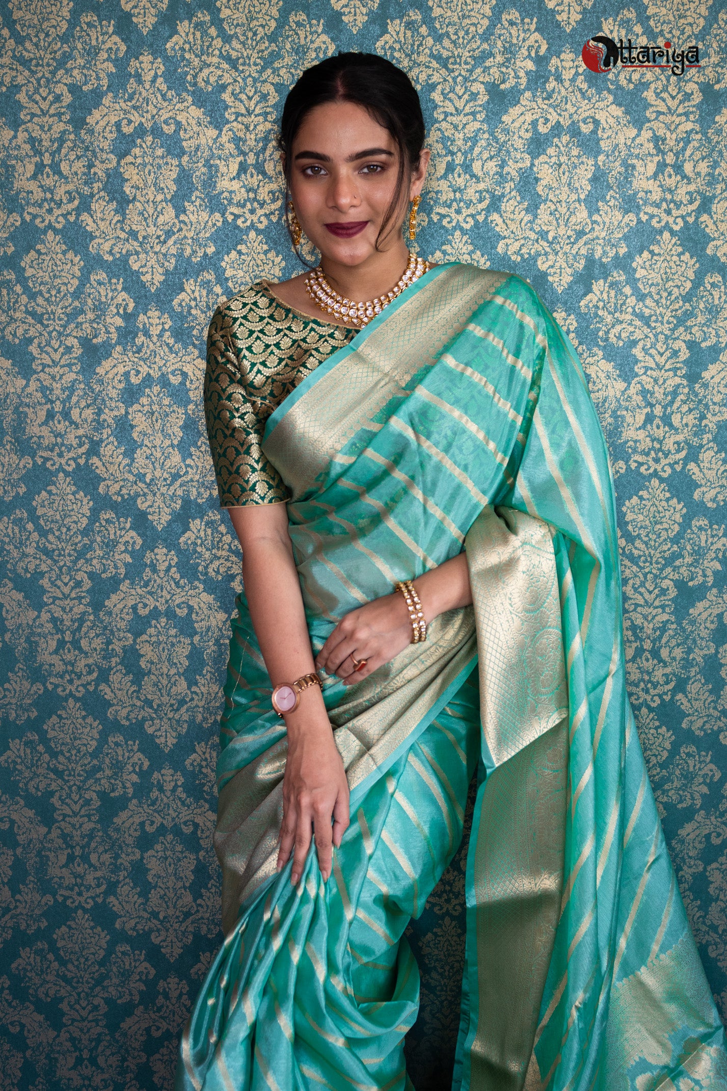 Sky Banaras Silk Saree - Uttariya