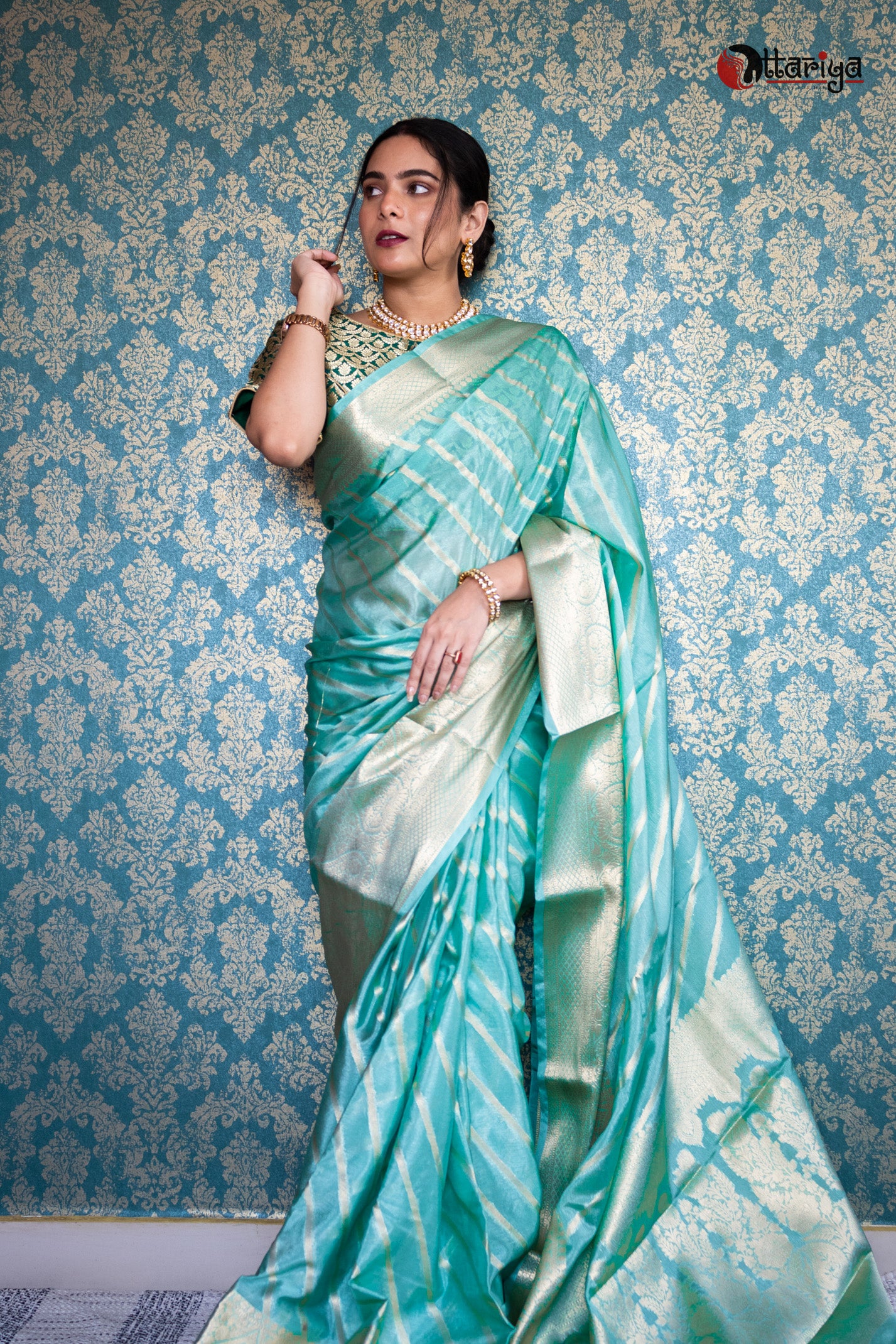 Sky Banaras Silk Saree - Uttariya