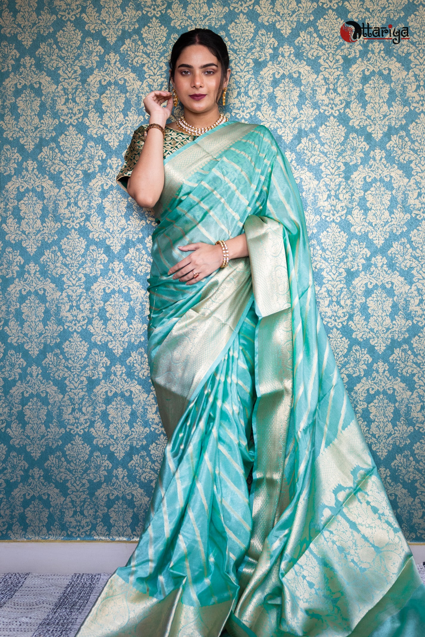 Sky Banaras Silk Saree - Uttariya