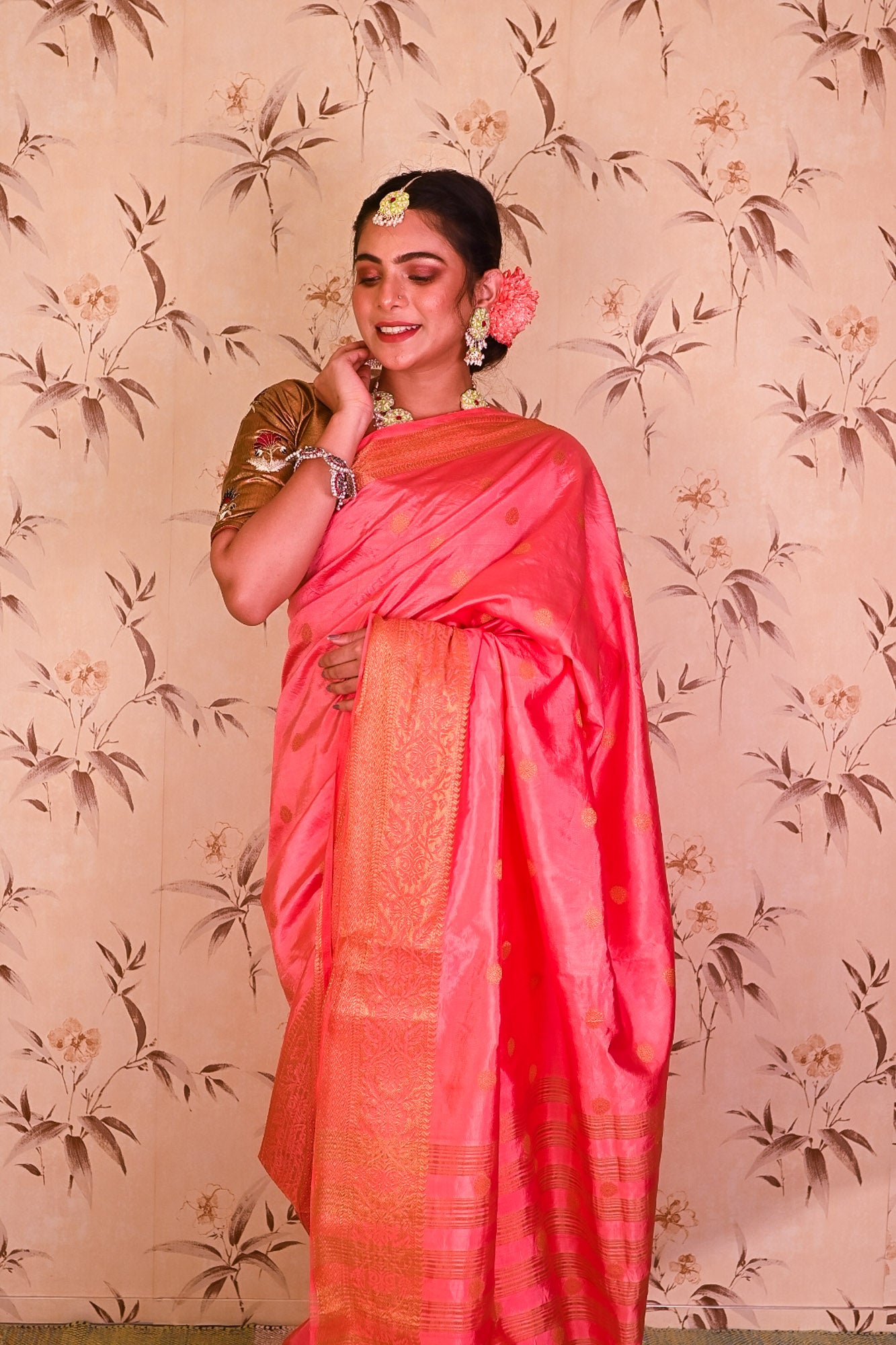 Pink Banarasi Silk Saree