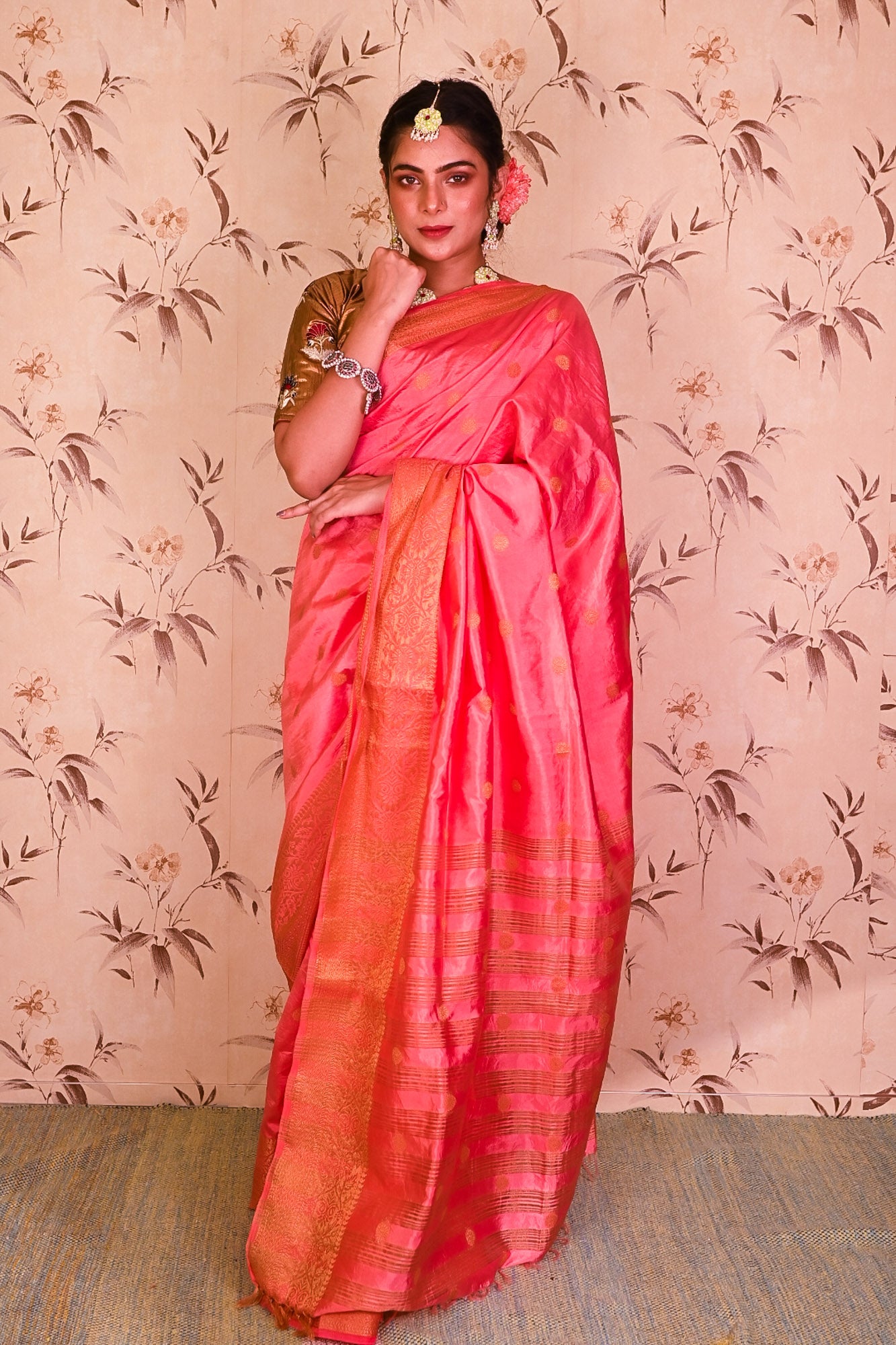 Pink Banarasi Silk Saree