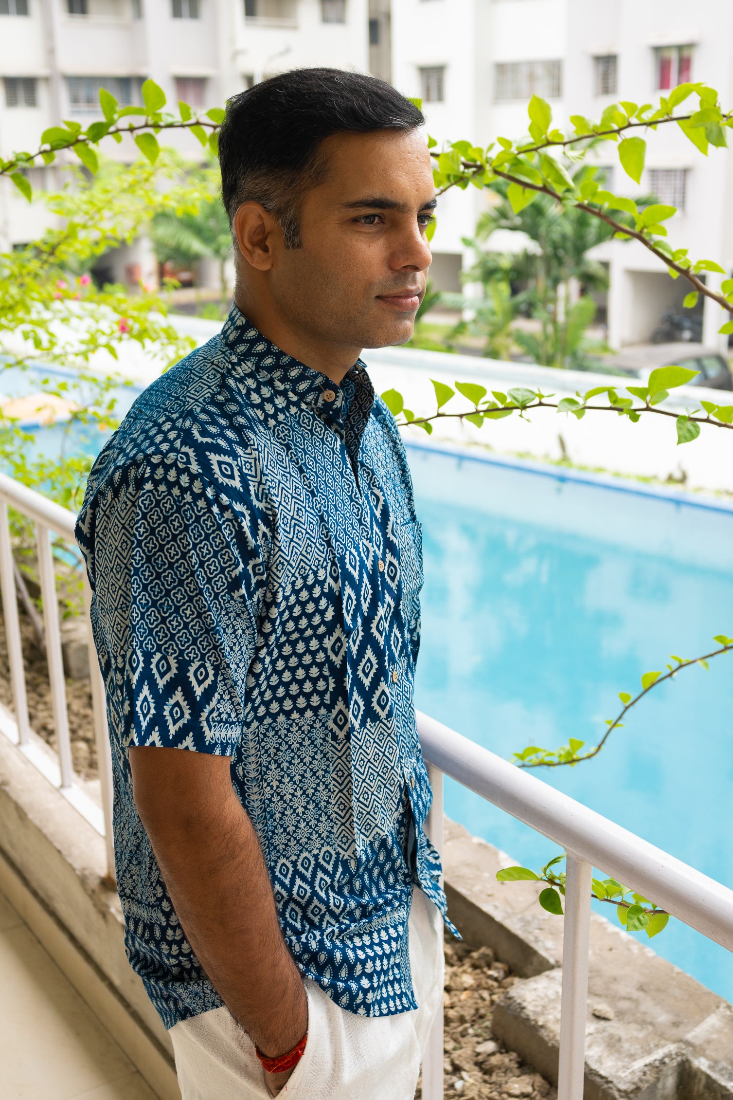 Cool Indigo weekend short sleeve shirt - Uttariya