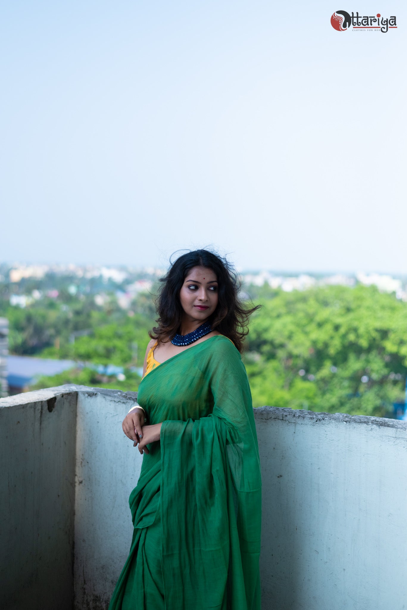 Handcrafted Green Dreamy Cotton Saree - Uttariya