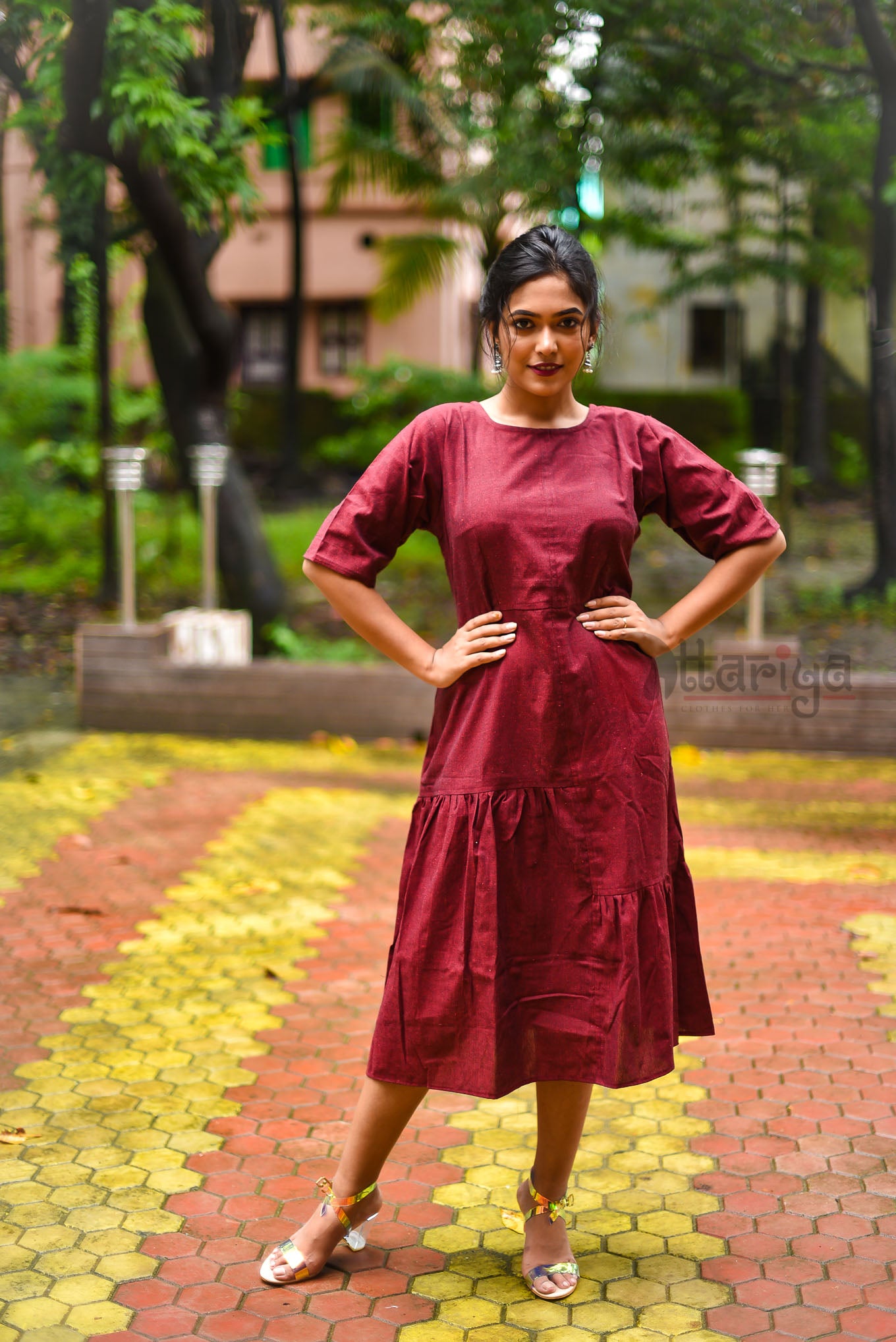 Maroon Dress - Uttariya