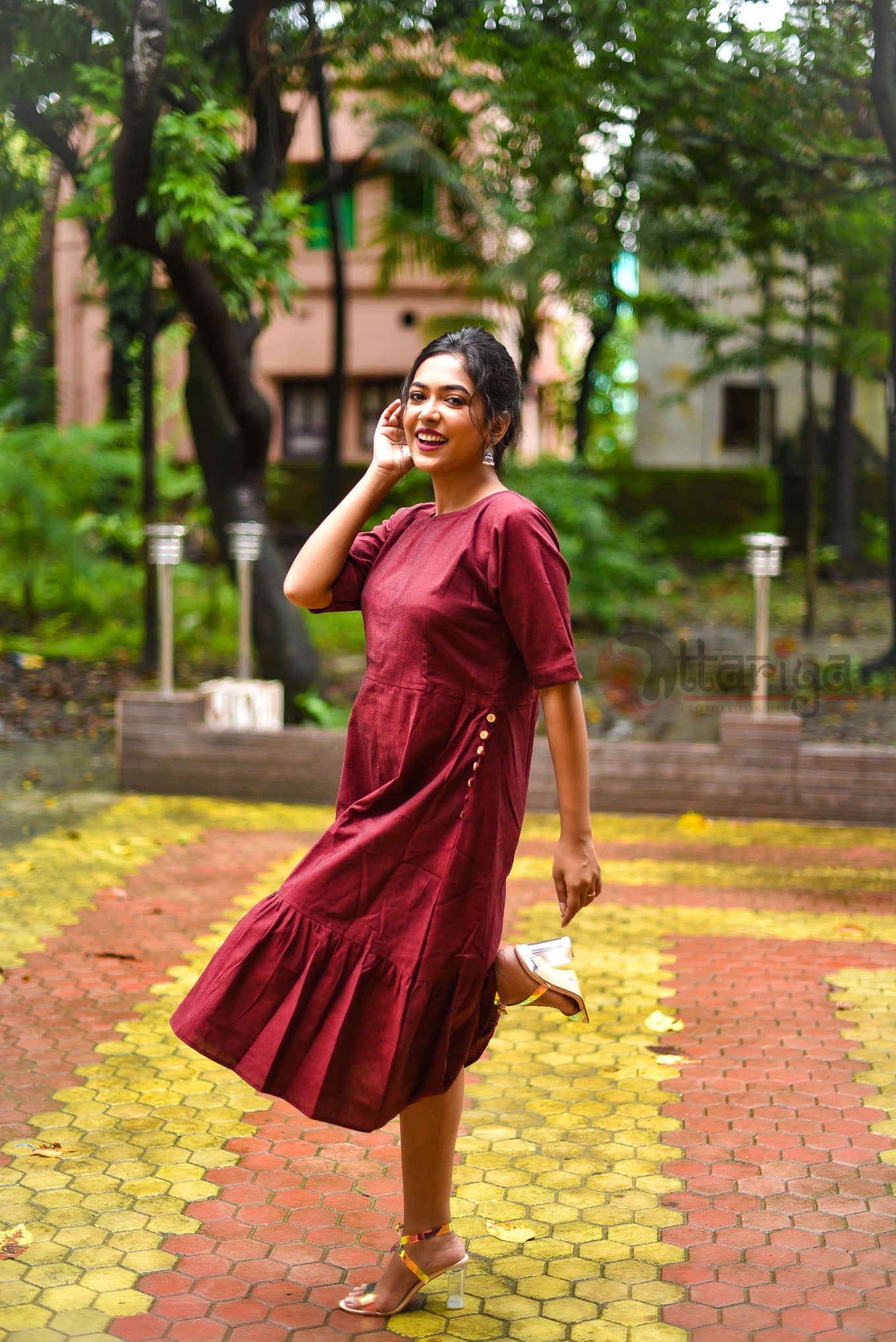 Maroon Dress - Uttariya