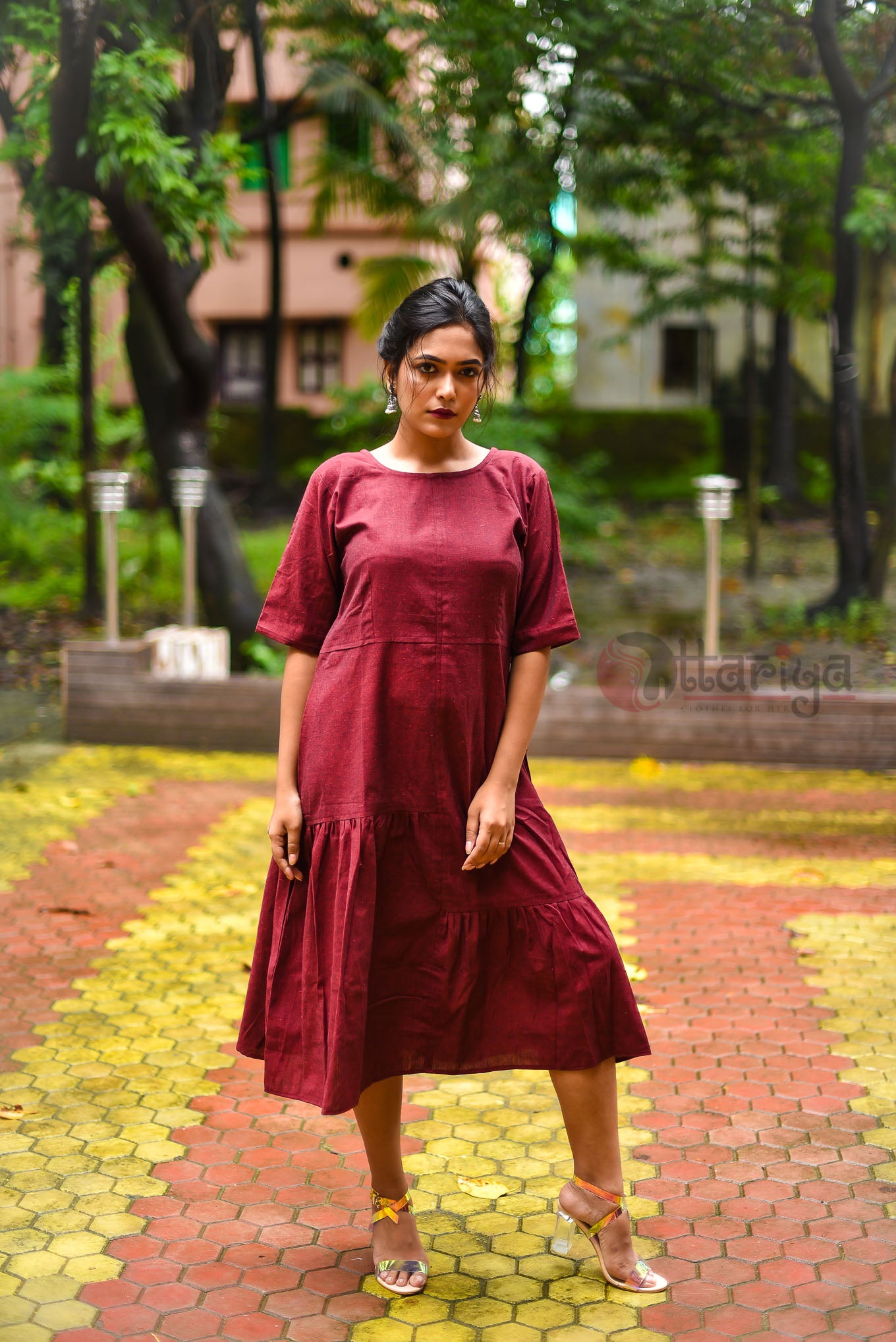 Maroon Dress - Uttariya