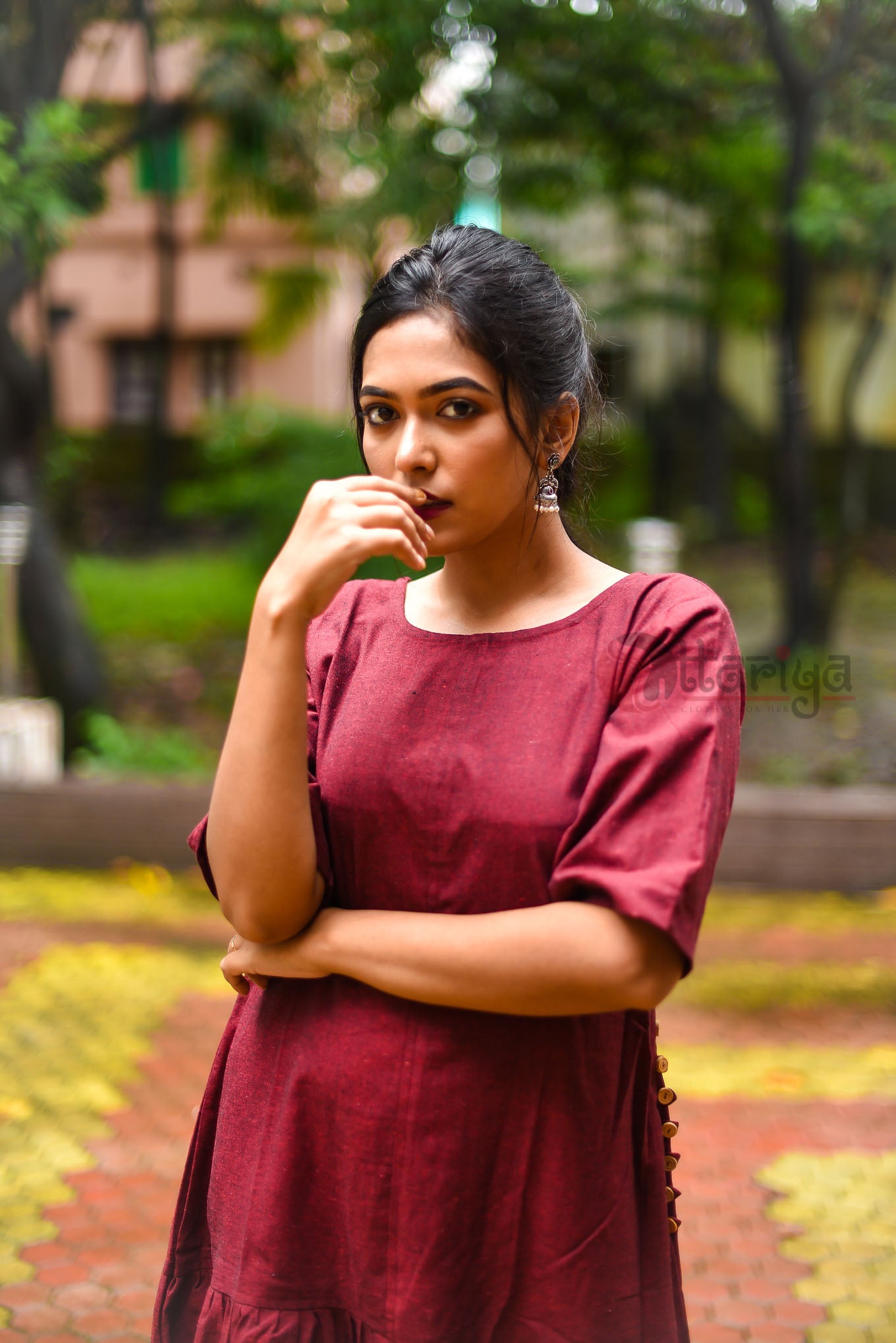 Maroon Dress - Uttariya