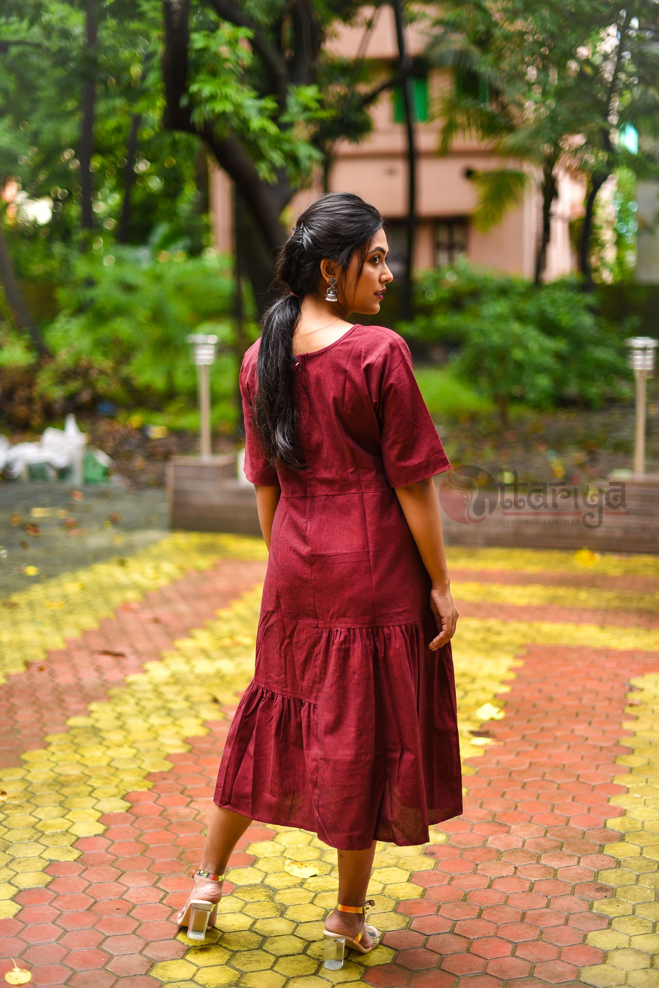Maroon Dress - Uttariya