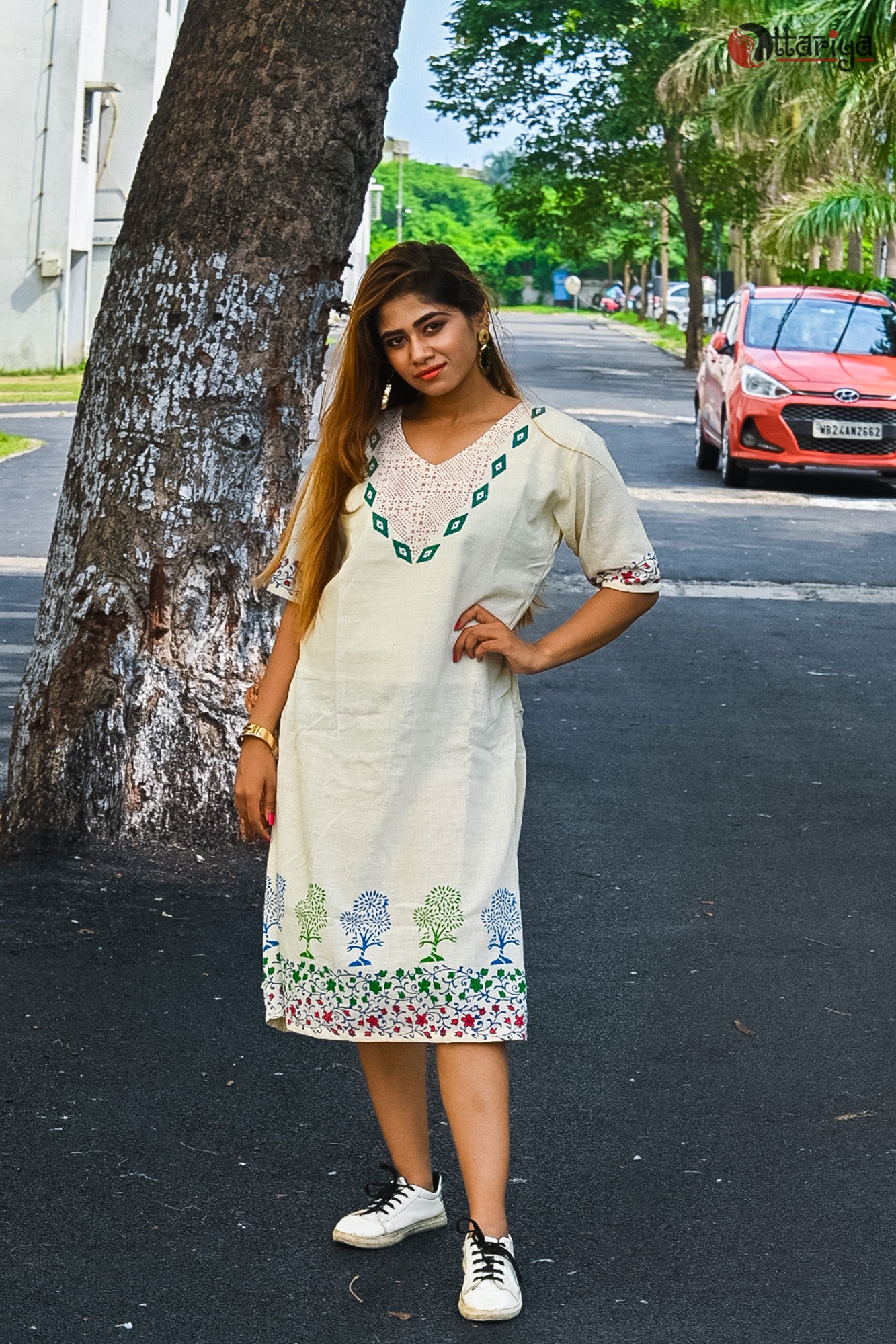 Hand crafted Khadi Block printed dress - Uttariya