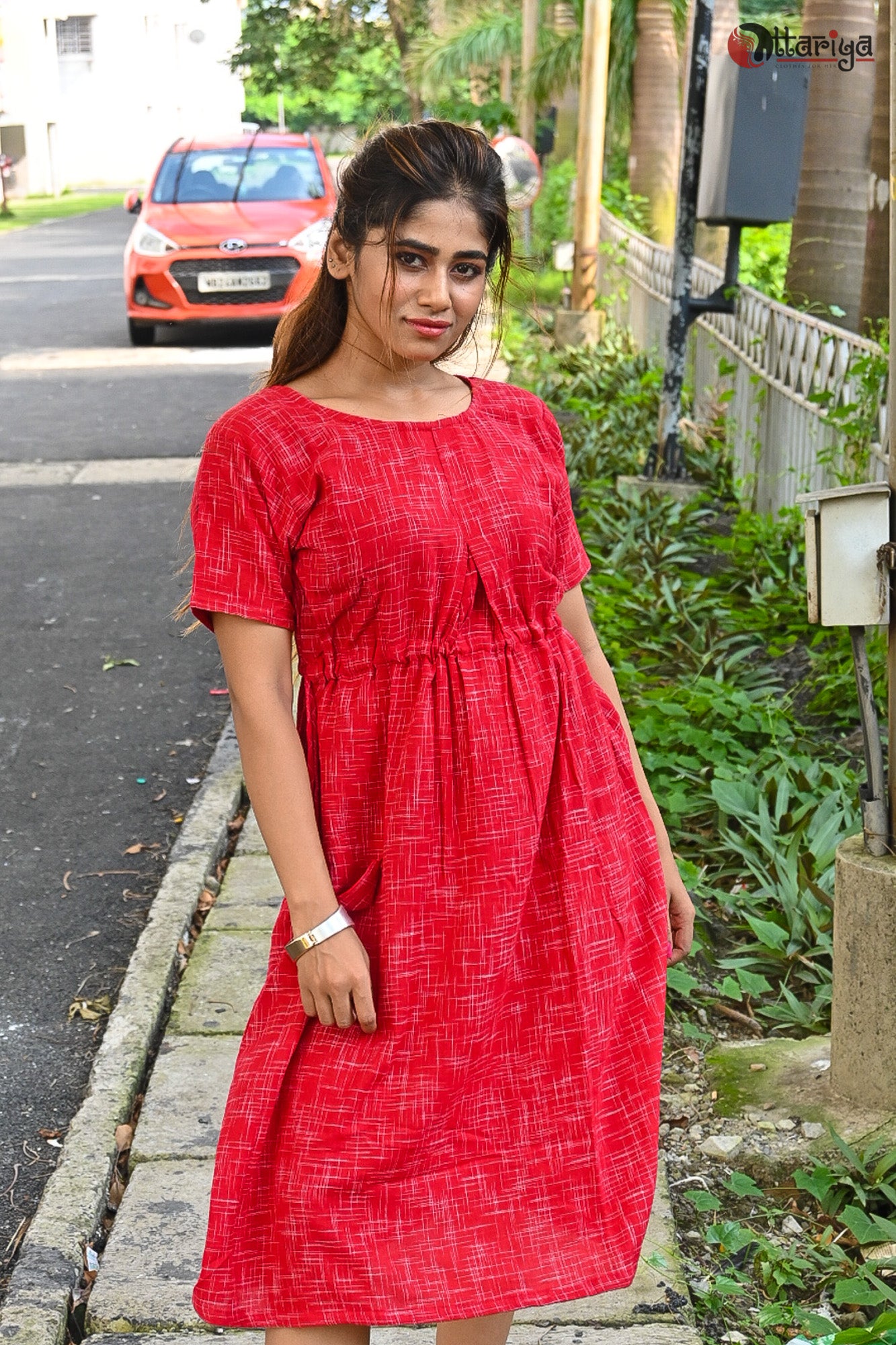Red Mandarain Dress - Uttariya