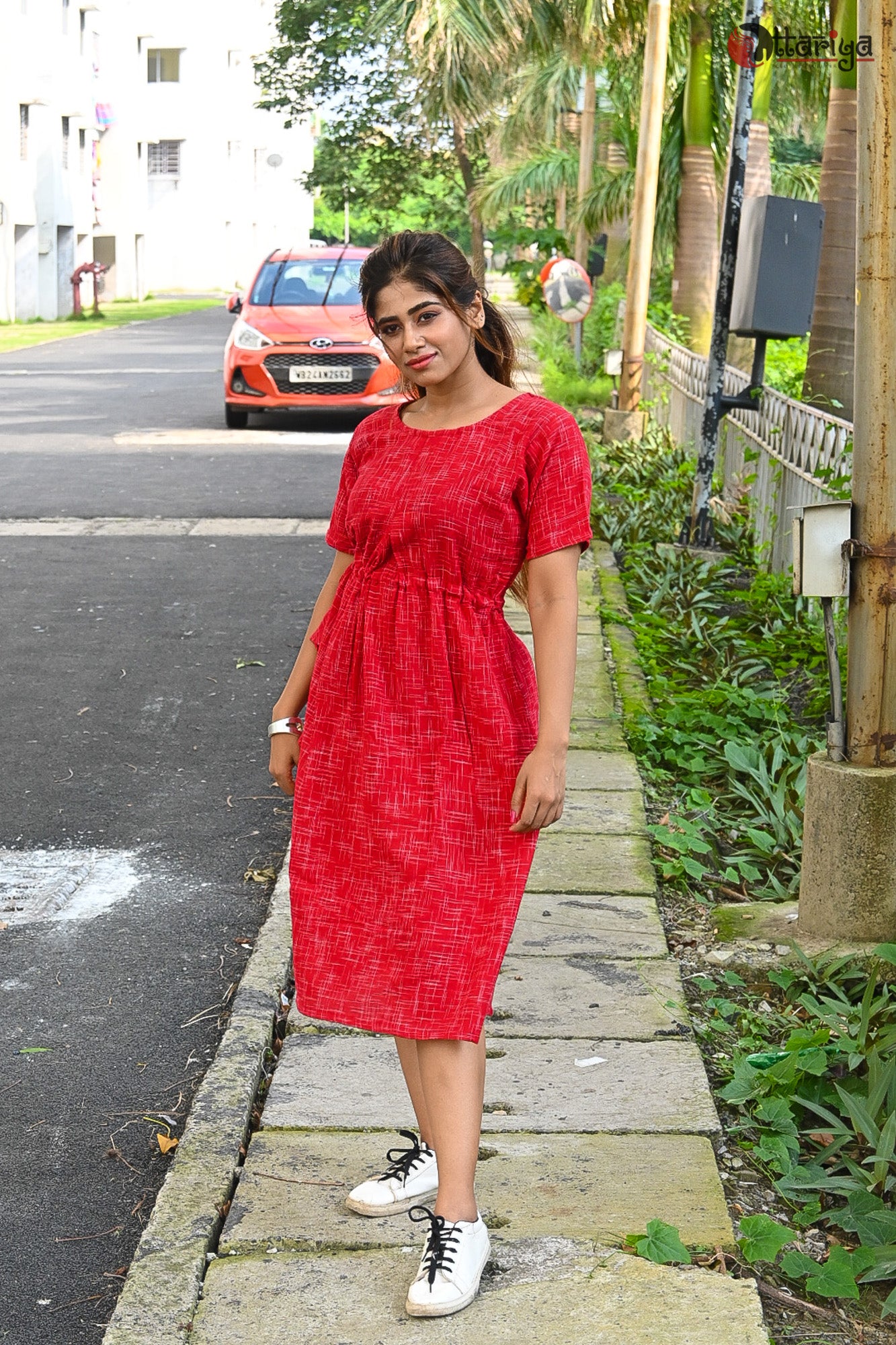 Red Mandarain Dress - Uttariya