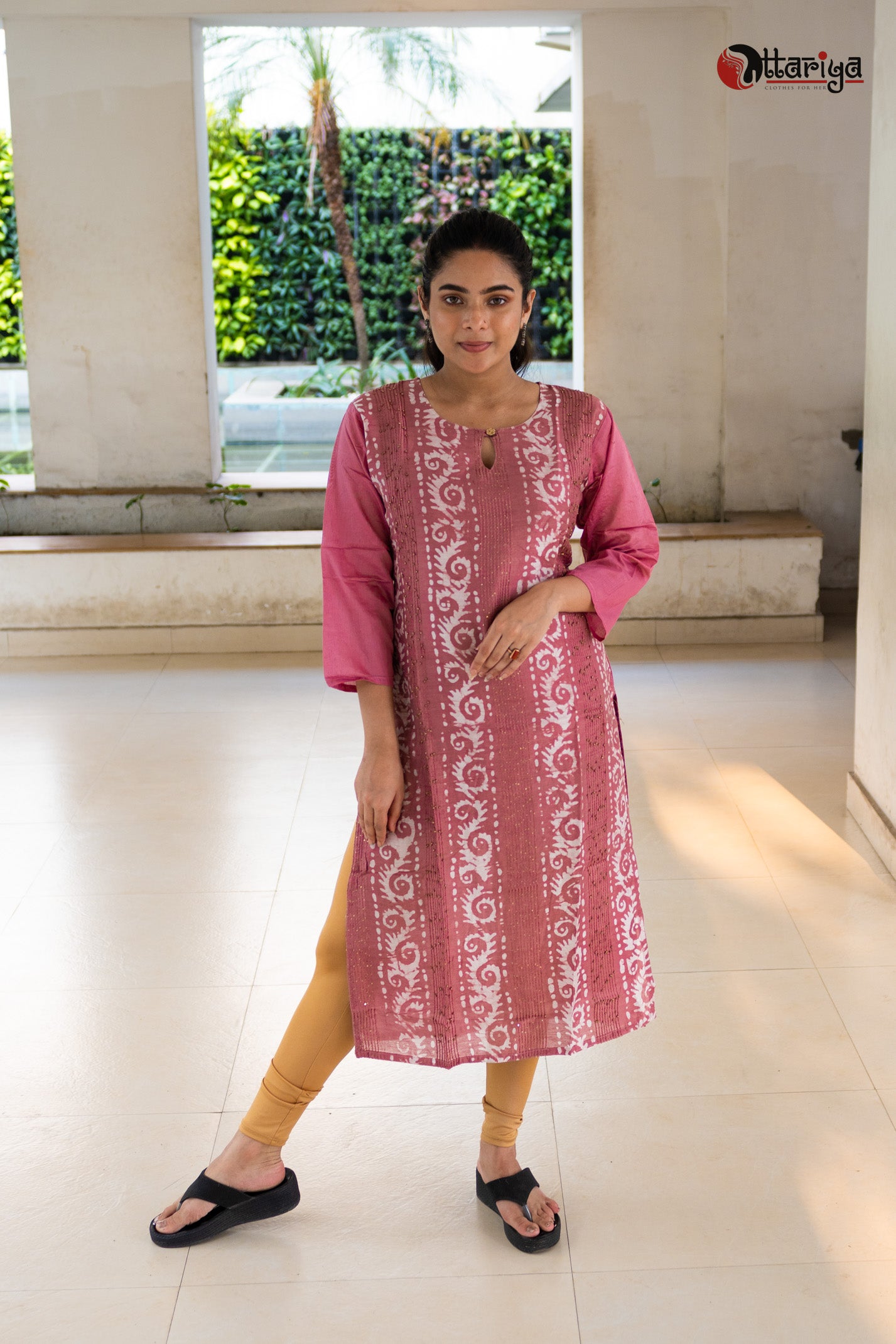 Nudde Pink chanderi silk Kurta - Uttariya